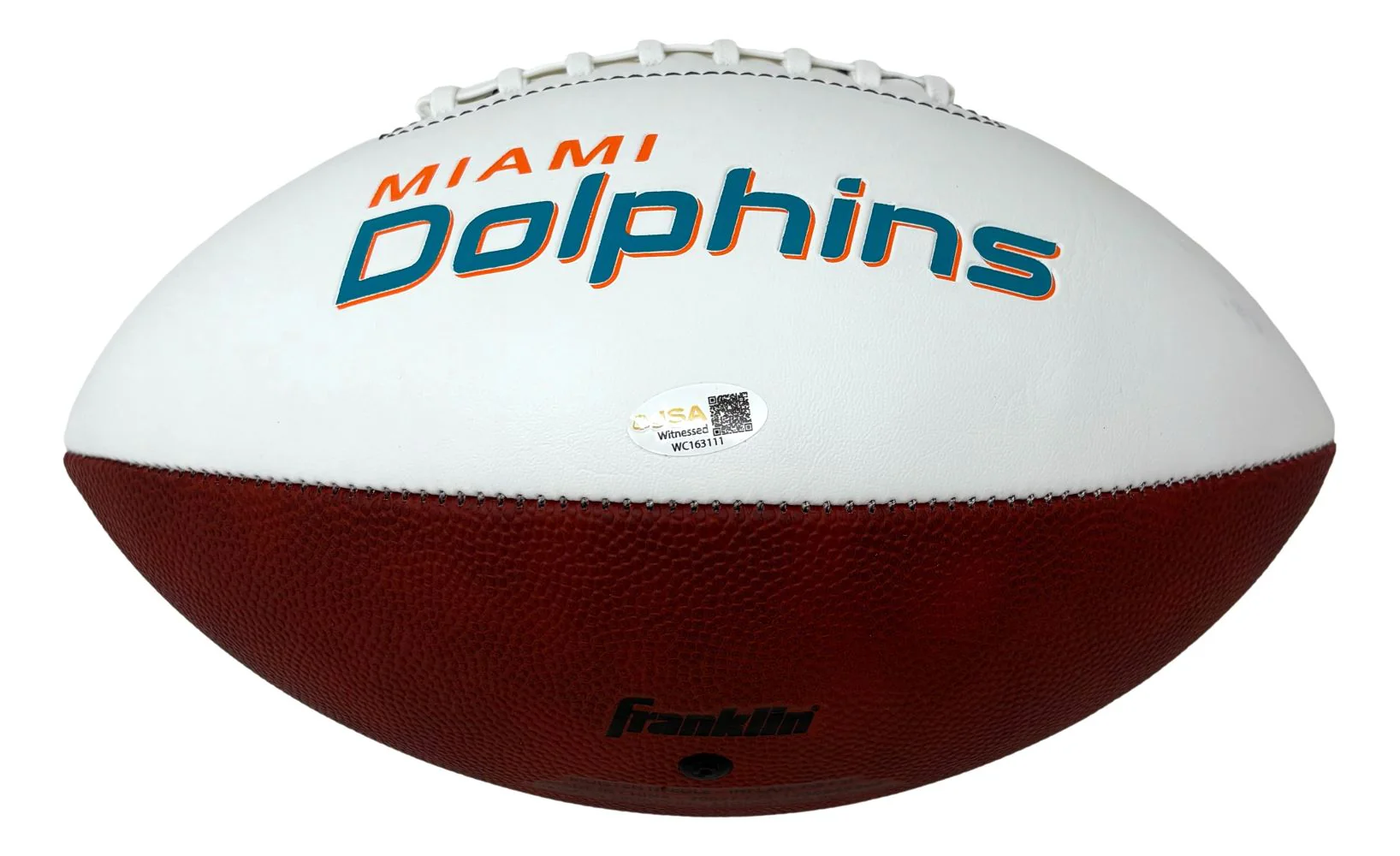 Sean Young Ace Ventura Signed Miami Dolphins Logo Football Laces Out JSA QR - Image 2
