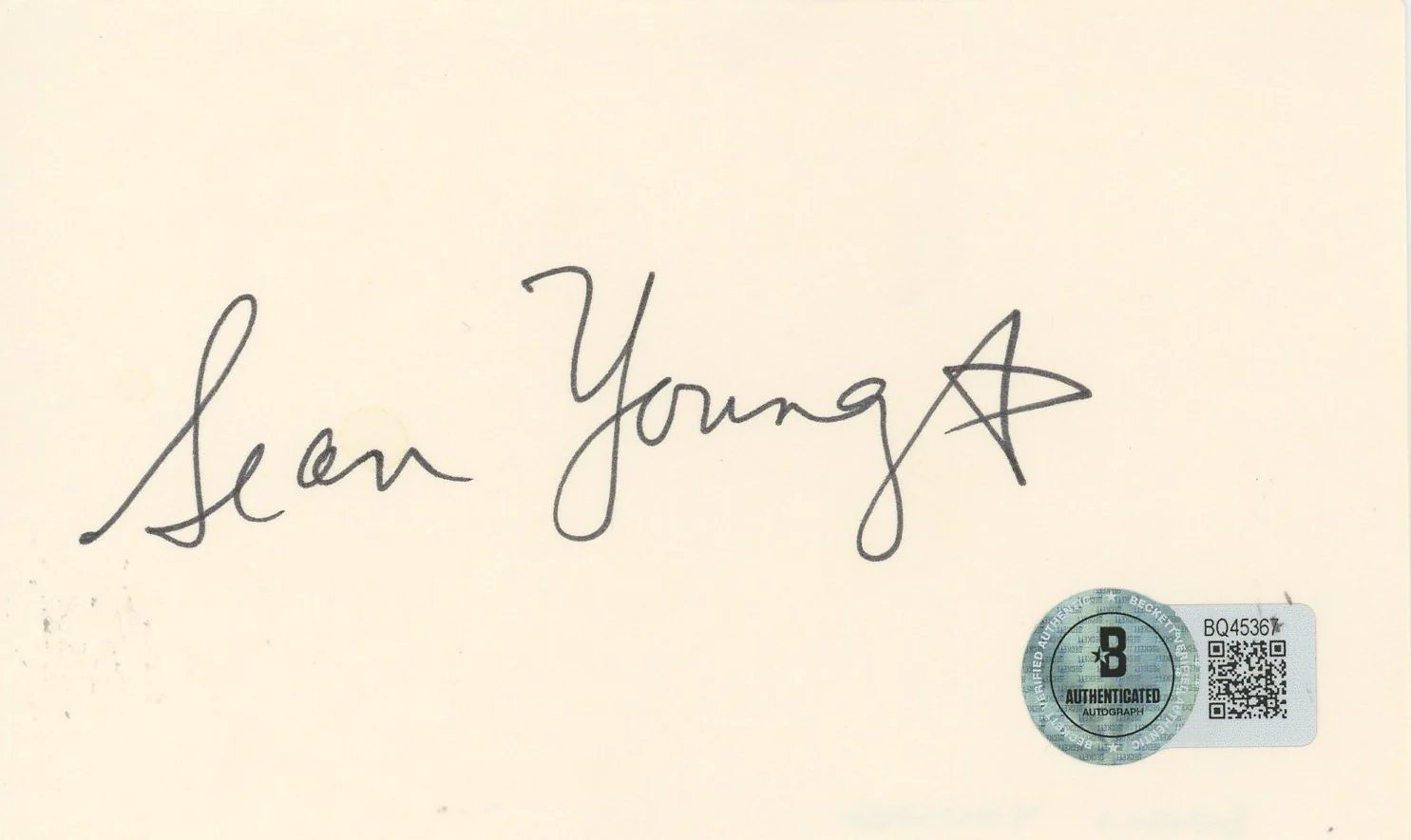 Sean Young Blade Runner Authentic Signed 3x5 Index Card BAS #BQ45367