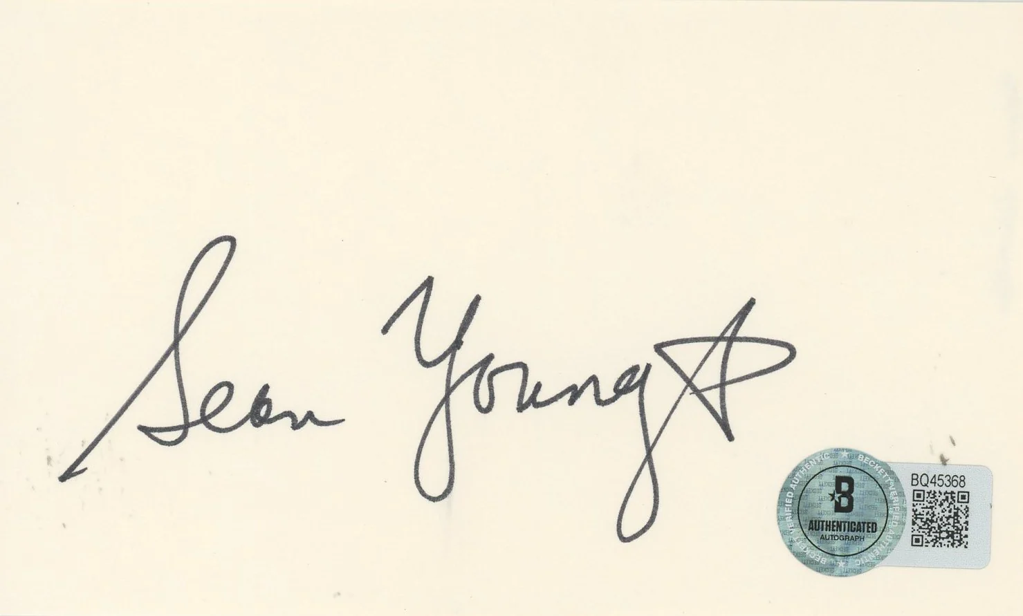 Sean Young Blade Runner Authentic Signed 3x5 Index Card BAS #BQ45368 - Image 2