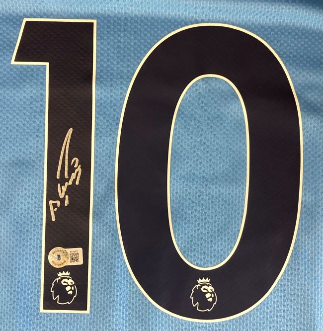 Sergio Aguero Signed Manchester City Puma Soccer Jersey BAS - Image 2