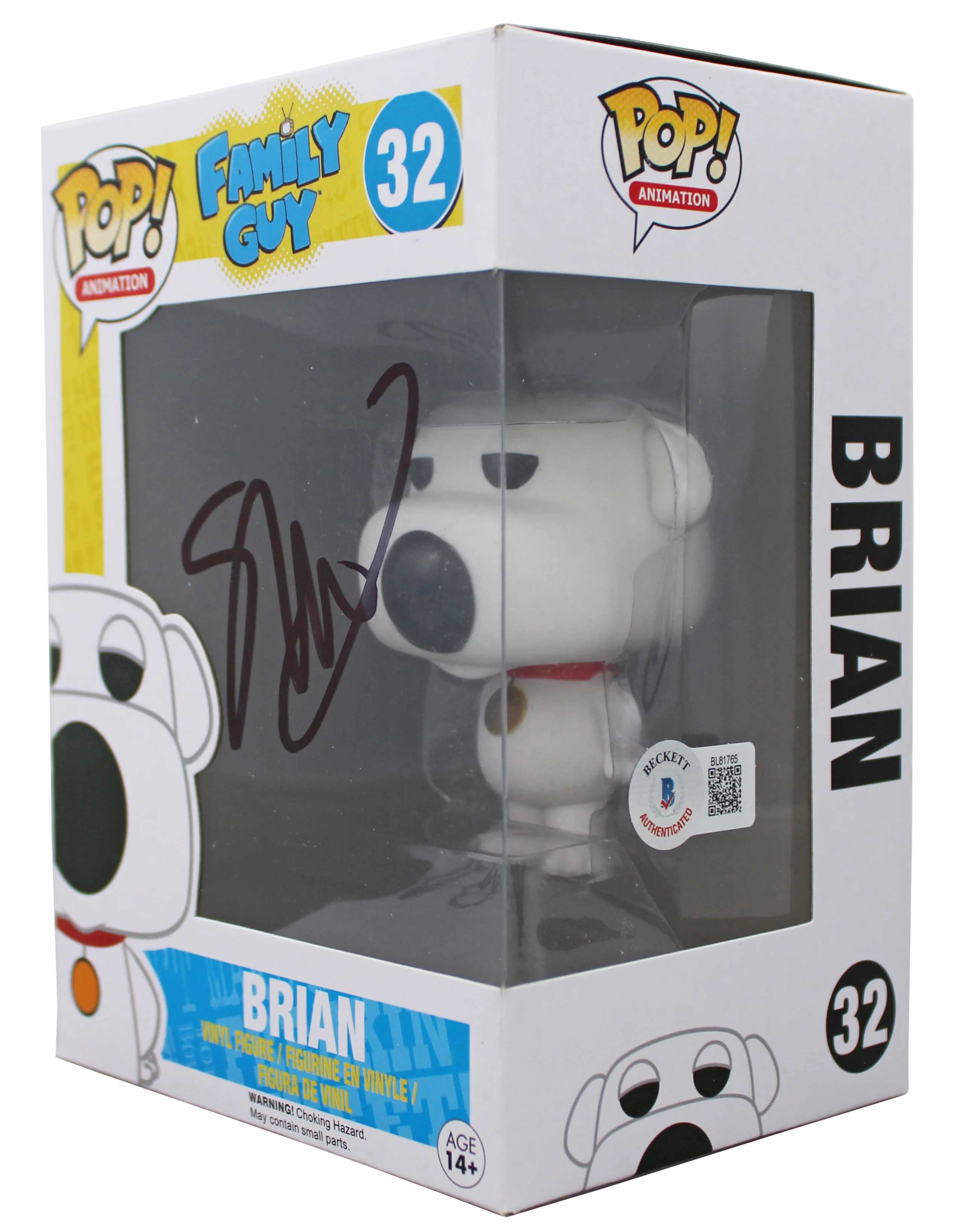 Seth MacFarlane Family Guy Authentic Signed Brian #32 Funko Pop Vinyl Figure BAS - Image 3