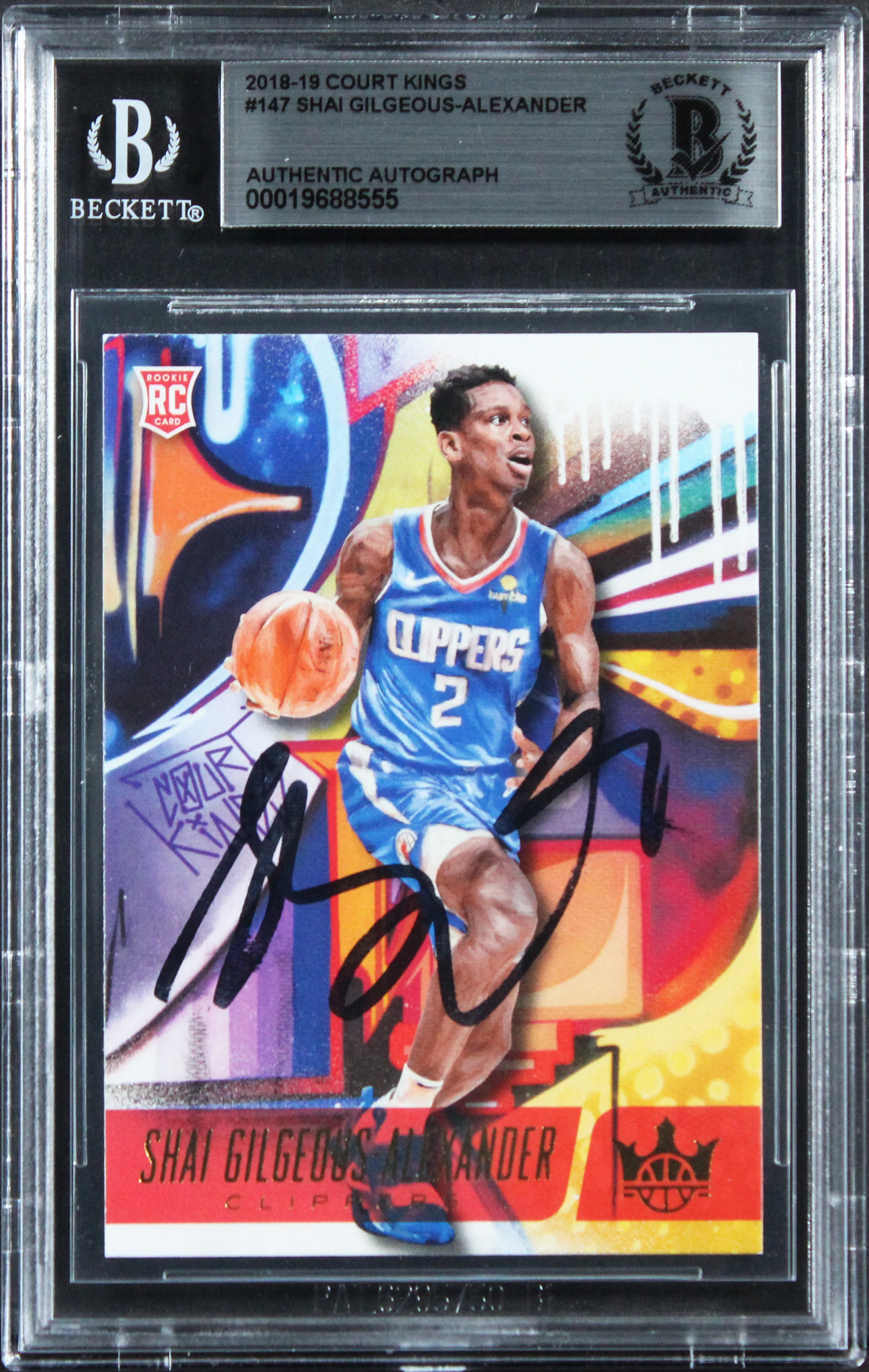 Shai Gilgeous-Alexander Signed 2018 Court Kings #147 Rookie Card BAS Slabbed - Image 2