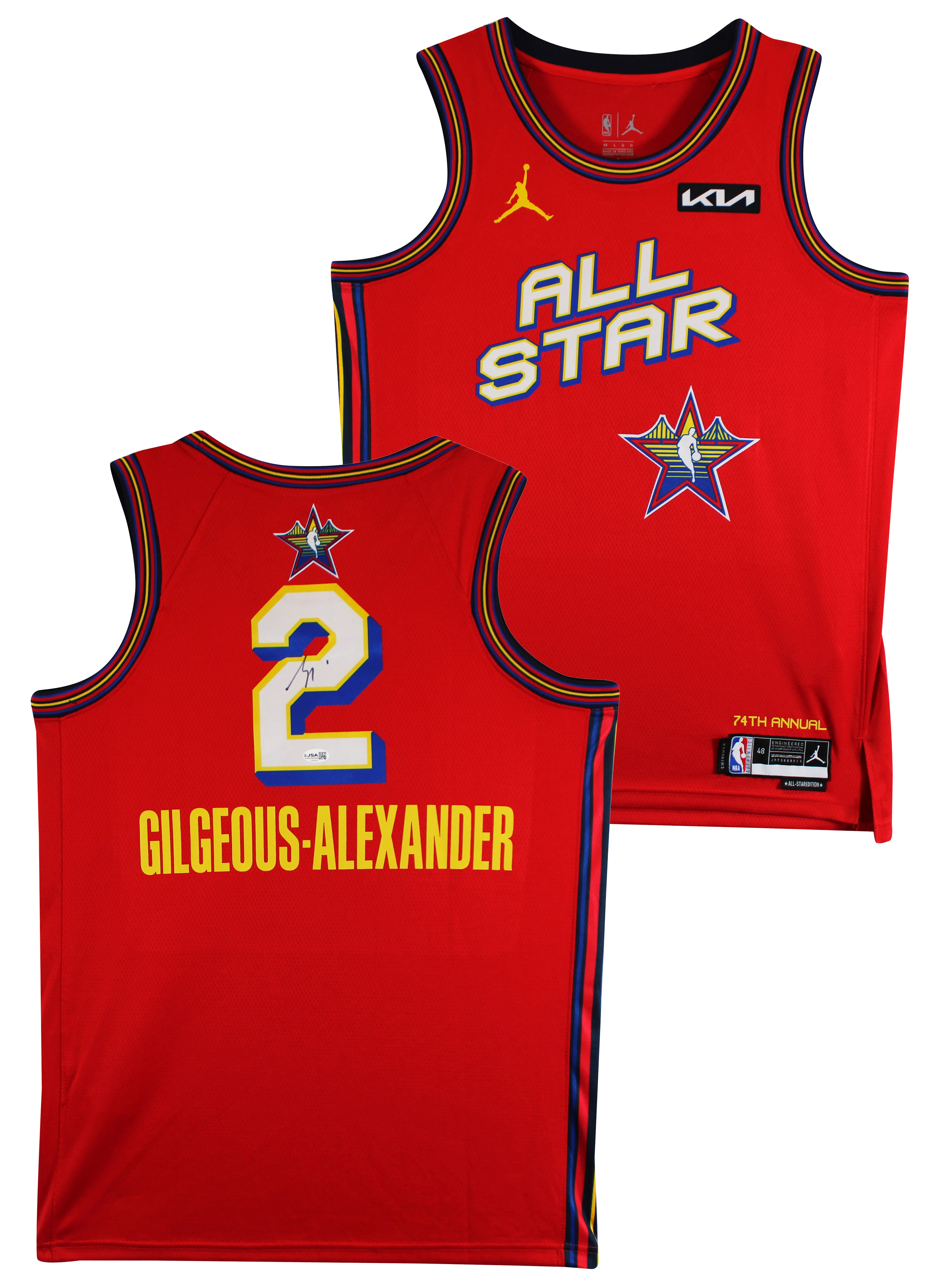 Shai Gilgeous-Alexander Signed Red ASG Nike Jordan Swingman Jersey JSA #CK50631 - Image 2