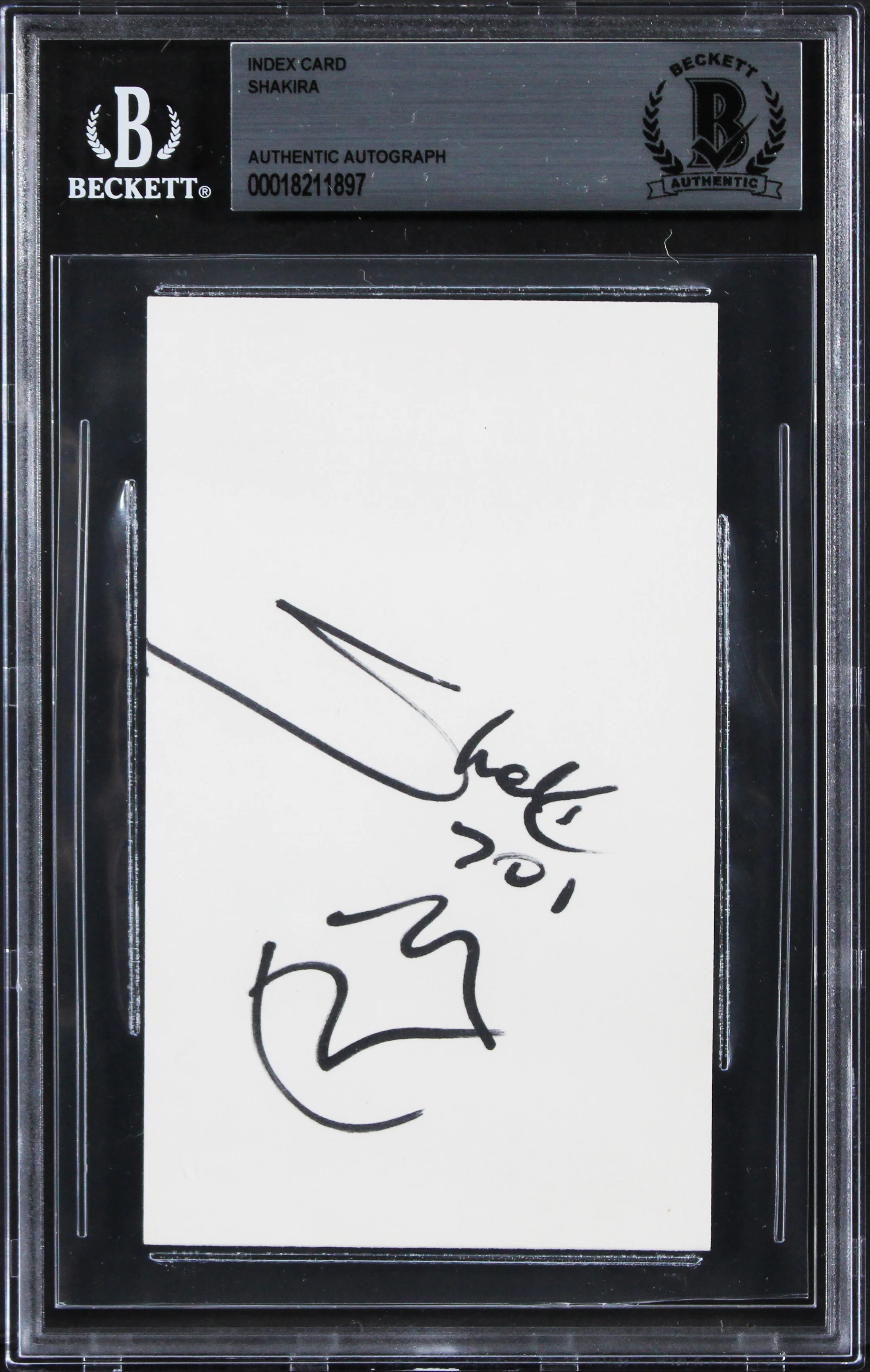 Shakira Musician Authentic Signed 3x5 Index Card Autographed BAS Slabbed 1