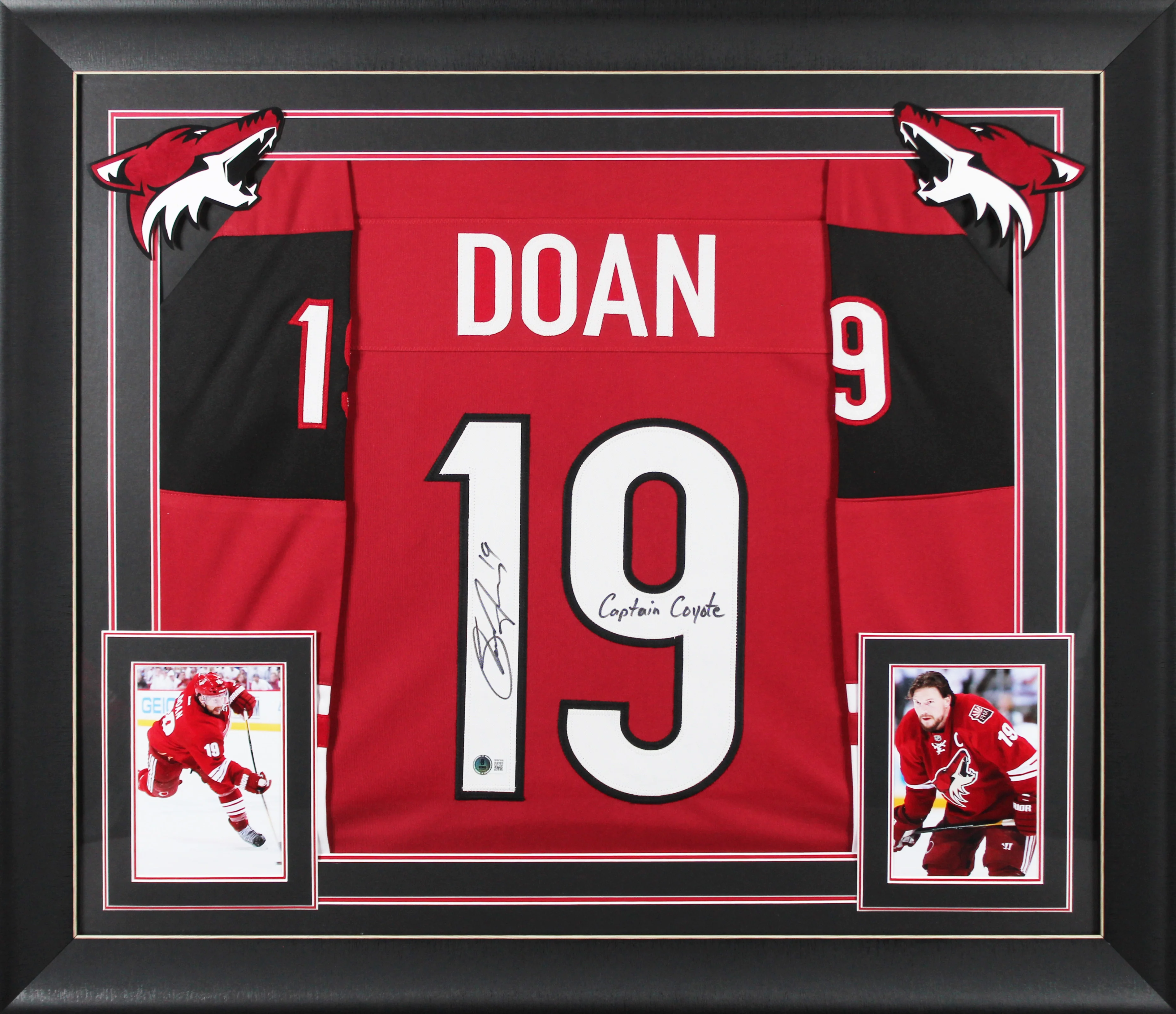 Shane Doan "Captain Coyote" Signed Maroon Pro Style Framed Jersey BAS Witnessed - Image 2
