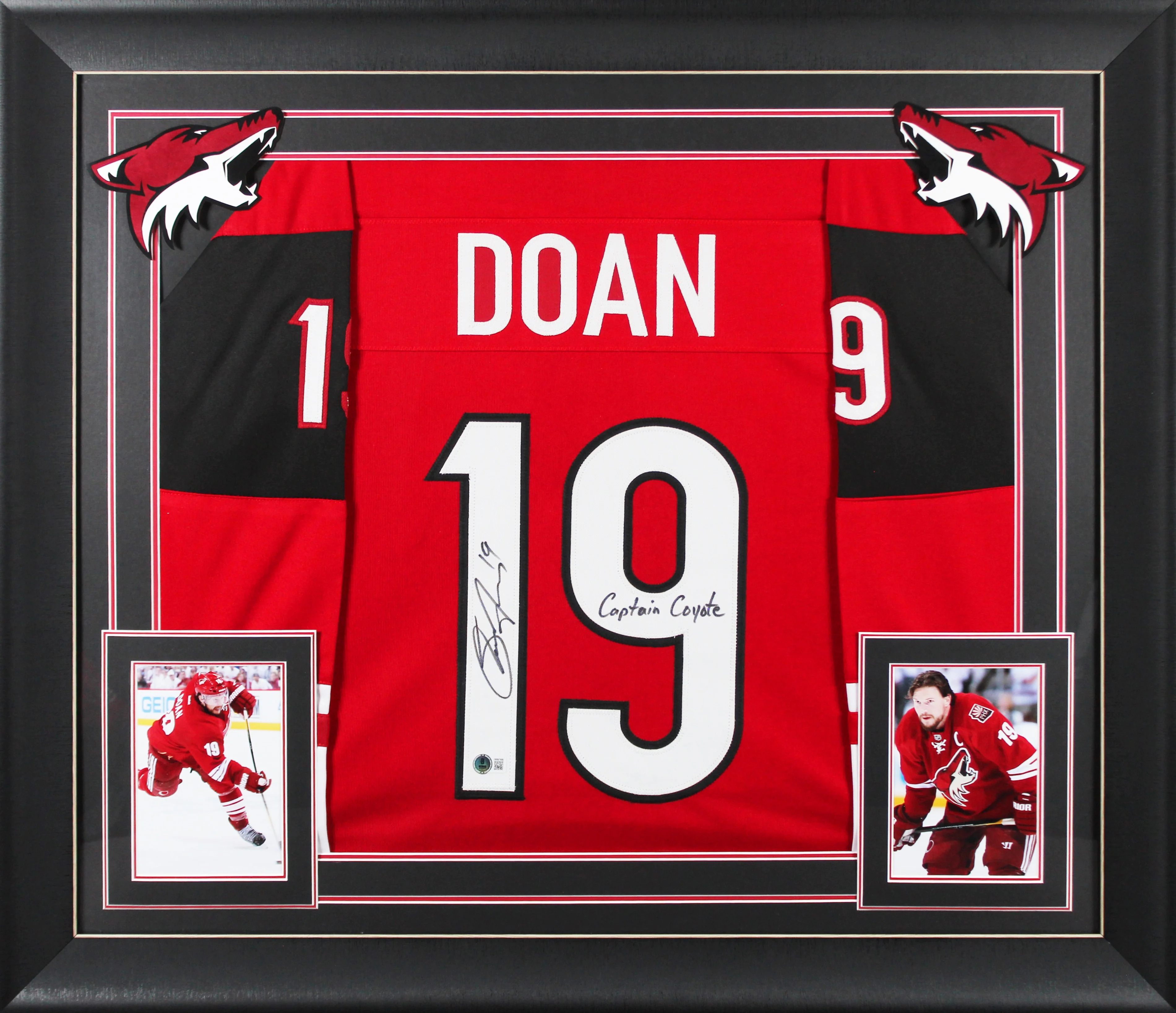 Shane Doan "Captain Coyote" Signed Red Pro Style Framed Jersey BAS Witnessed - Image 2