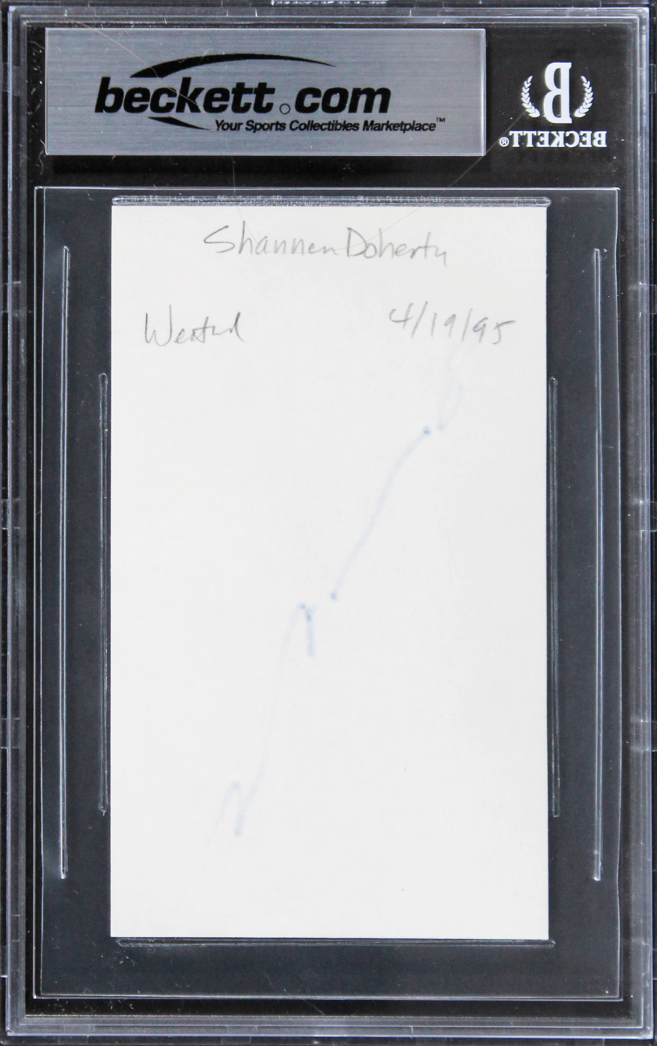 Shannen Doherty Beverly Hills, 90210 Signed 3x5 Index Card BAS Slabbed 2 - Image 3