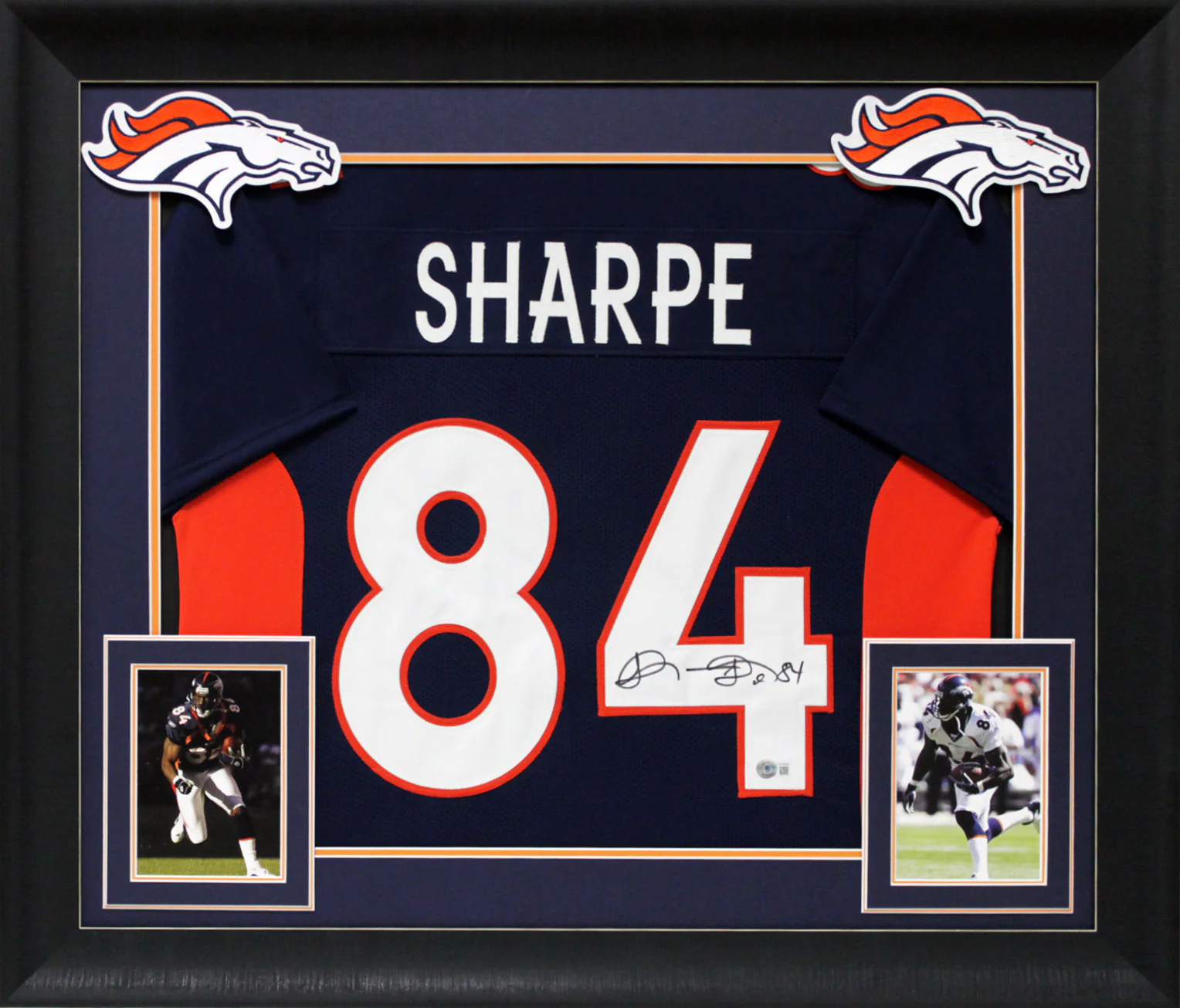 Shannon Sharpe Authentic Signed Navy Blue Pro Style Framed Jersey BAS Witnessed - Image 2