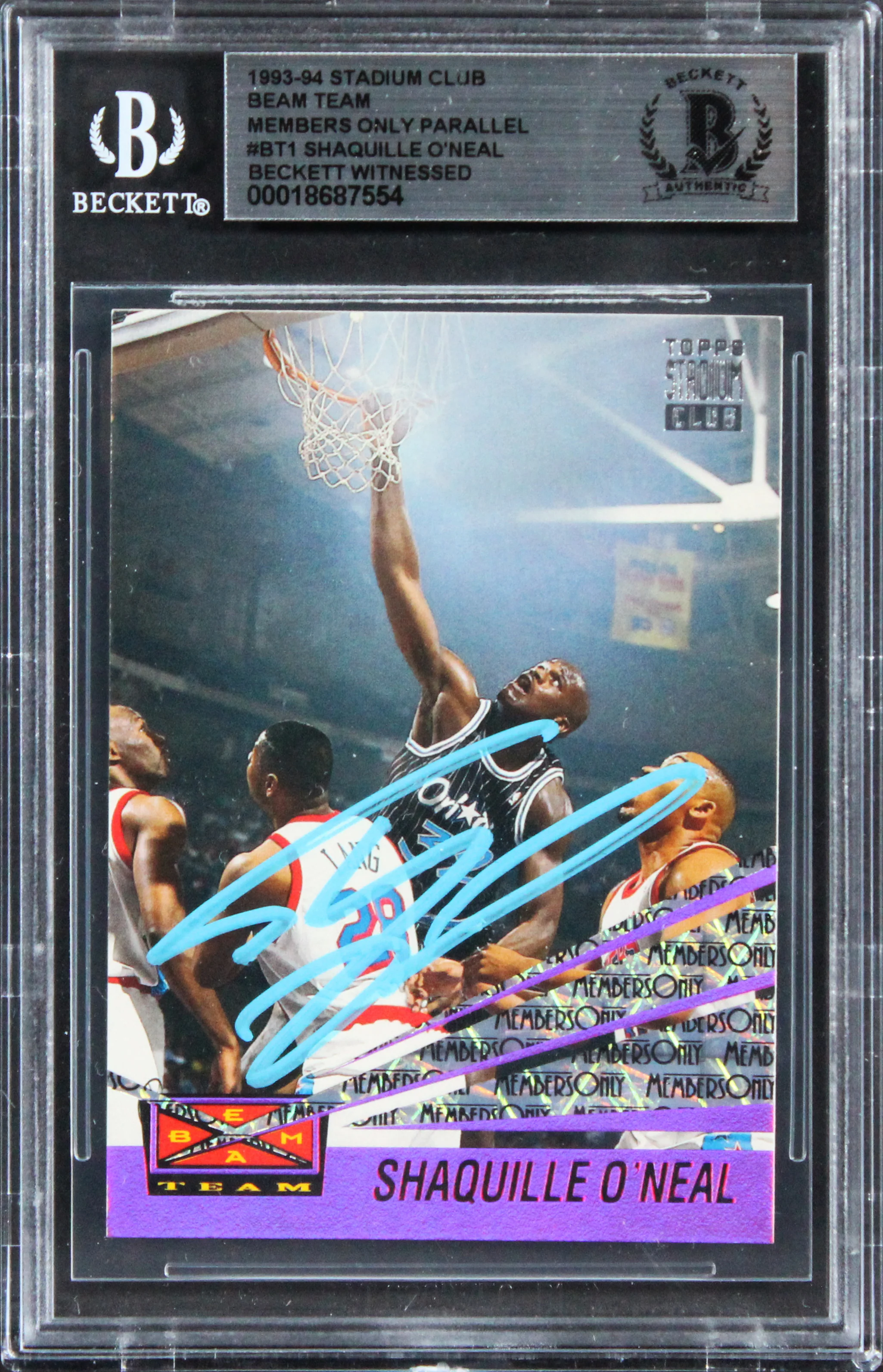 Shaq O'Neal Signed 1993 Stadium Club Beam Team Members Only #BT1 Card BAS Slab - Image 2