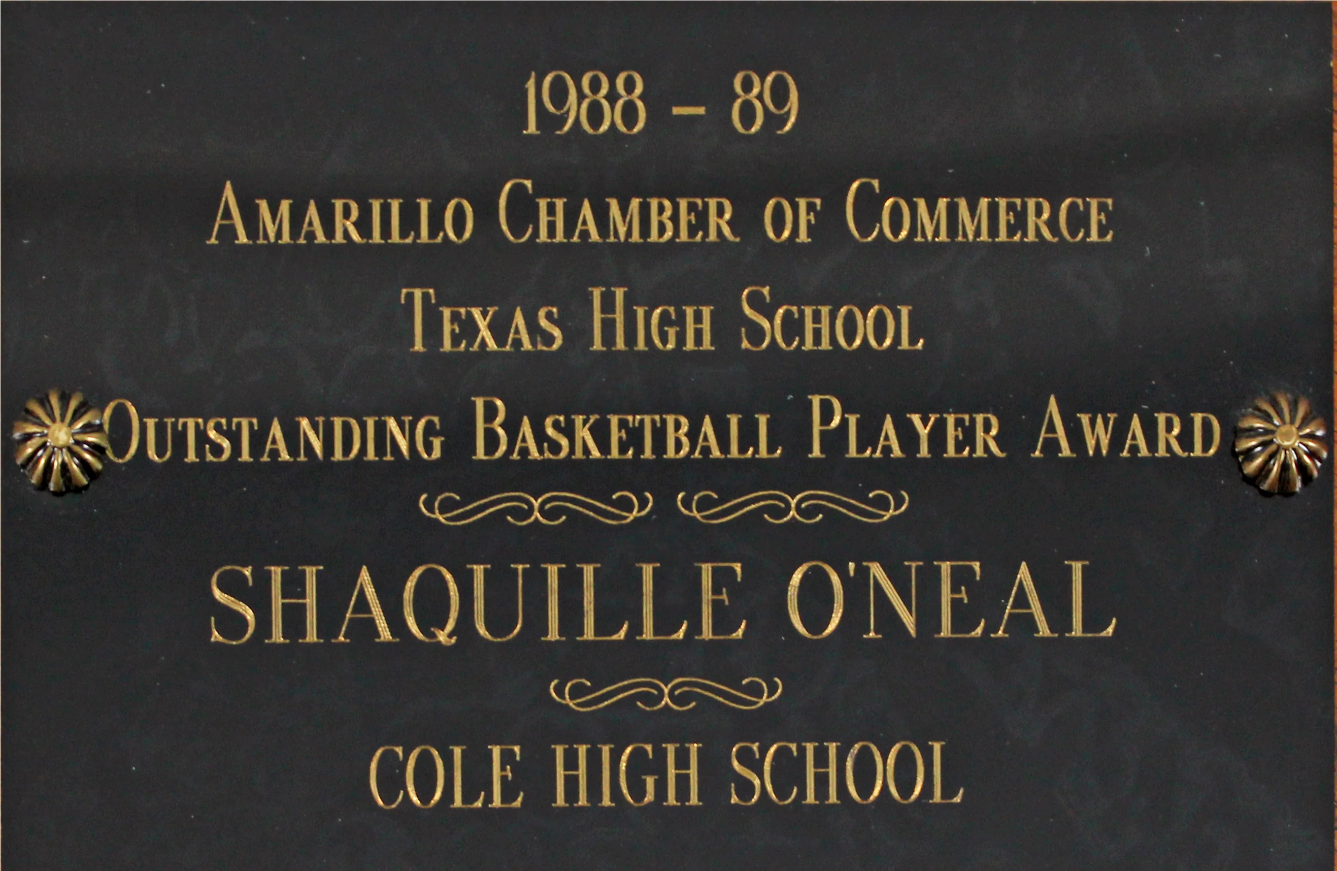 Shaquille O'Neal 1989 Texas HS Outstanding Basketball Player Award Plaque BAS W - Image 3