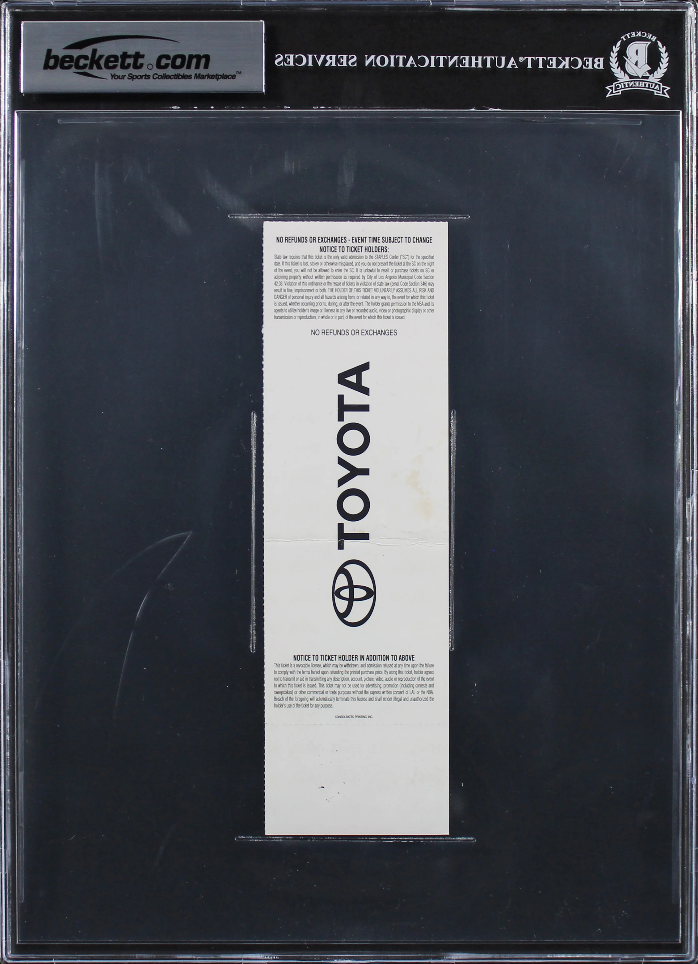 Shaquille O'Neal Finals MVP Signed 2000 Finals GM 1 Ticket Stub Auto 10 BAS Slab - Image 3