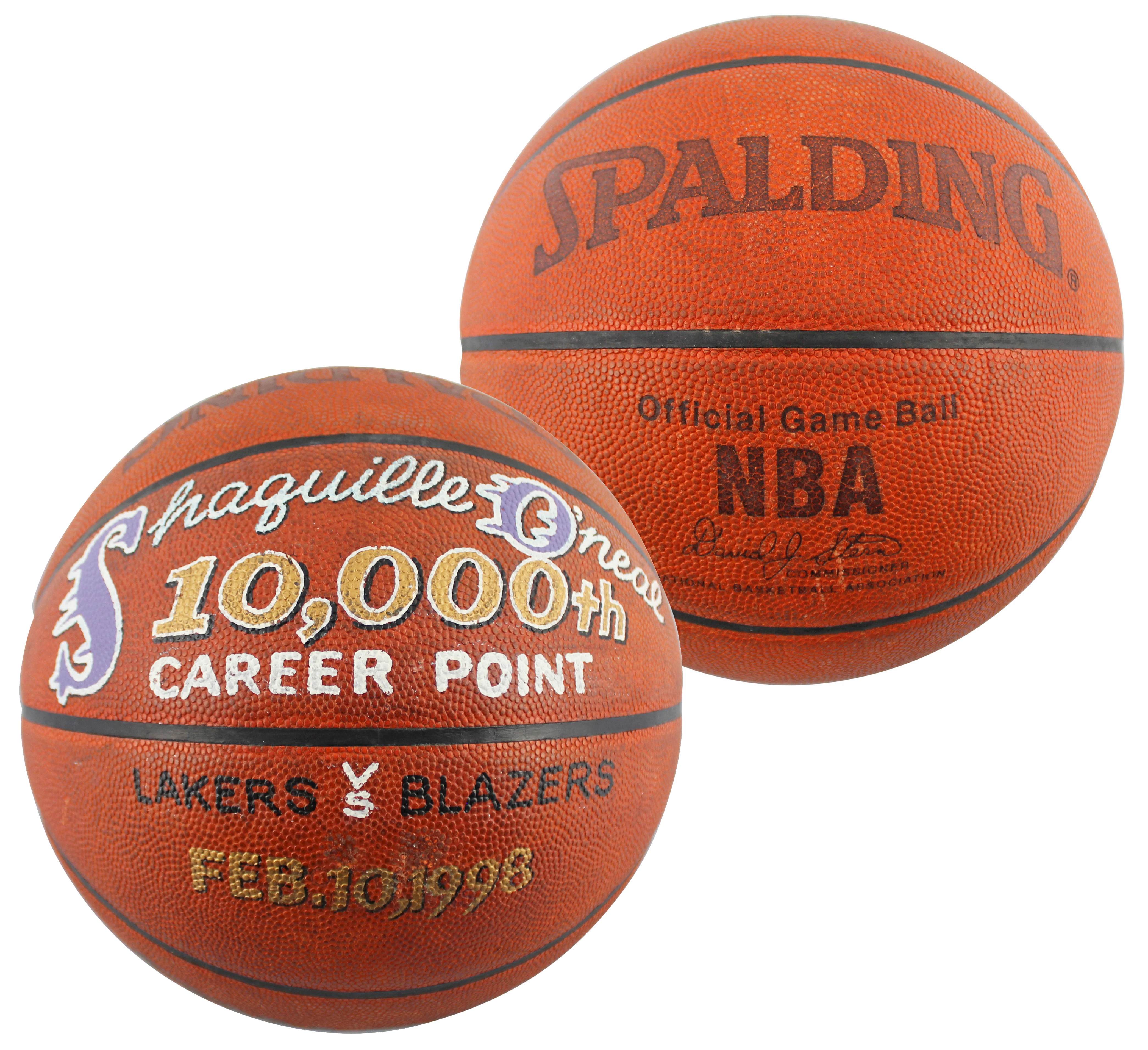 Shaquille O'Neal Game Used 10,000 Career Pts Scored Game Spalding NBA Basketball - Image 2