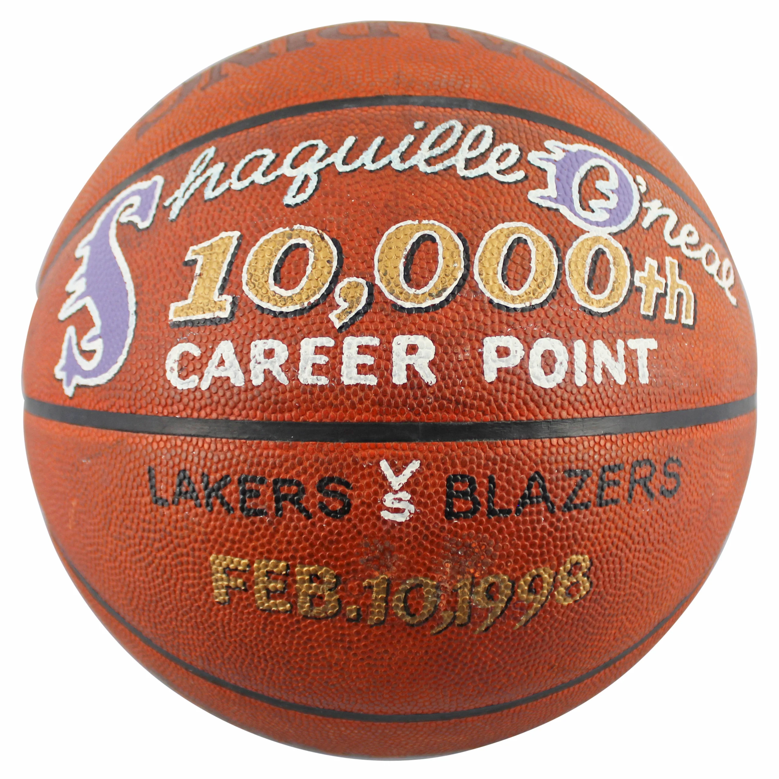 Shaquille O'Neal Game Used 10,000 Career Pts Scored Game Spalding NBA Basketball - Image 3