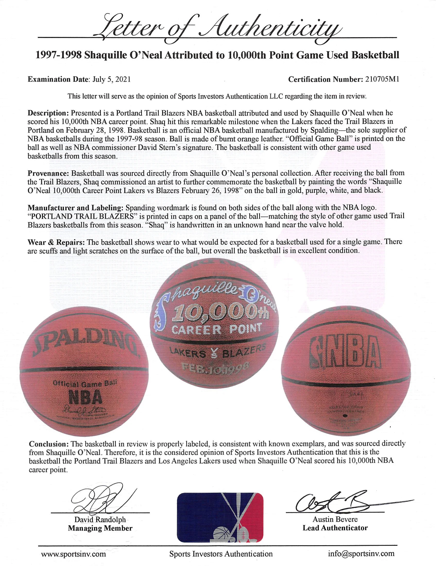 Shaquille O'Neal Game Used 10,000 Career Pts Scored Game Spalding NBA Basketball - Image 9