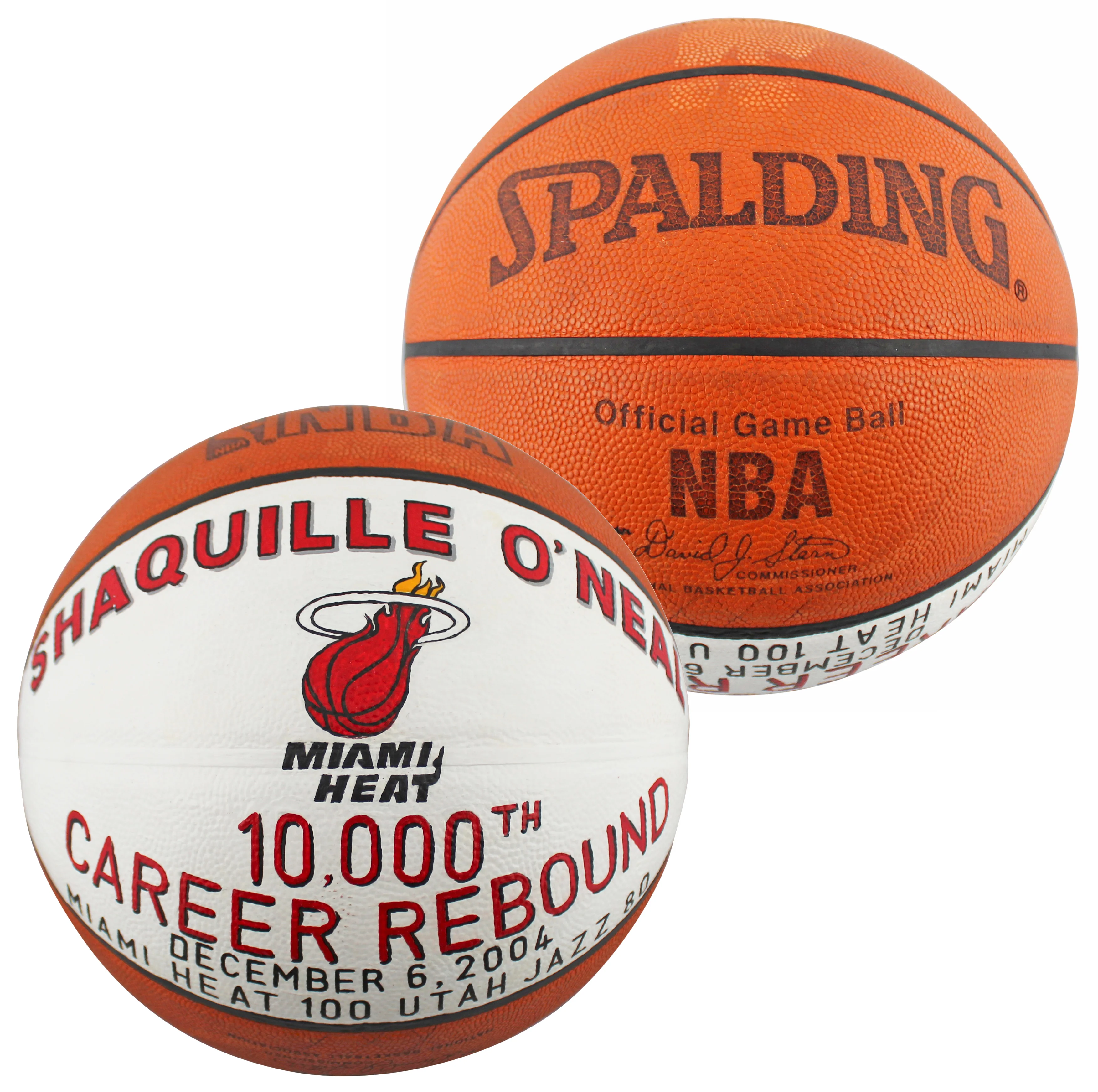 Shaquille O'Neal Game Used 10,000th Career Rebound Spalding NBA Game Basketball - Image 2