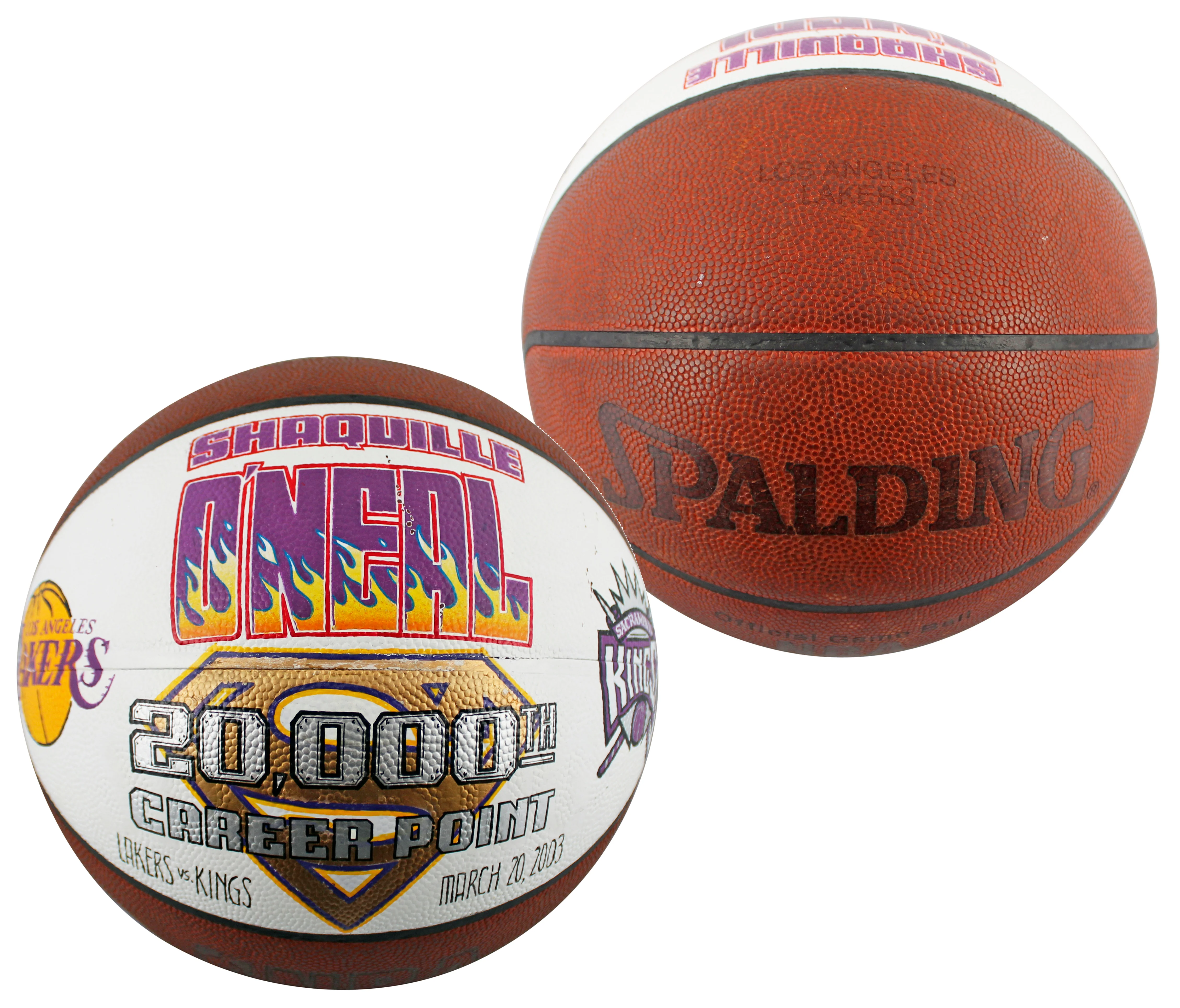 Shaquille O'Neal Game Used 20,000 Career Pts Scored Game Spalding NBA Basketball - Image 2