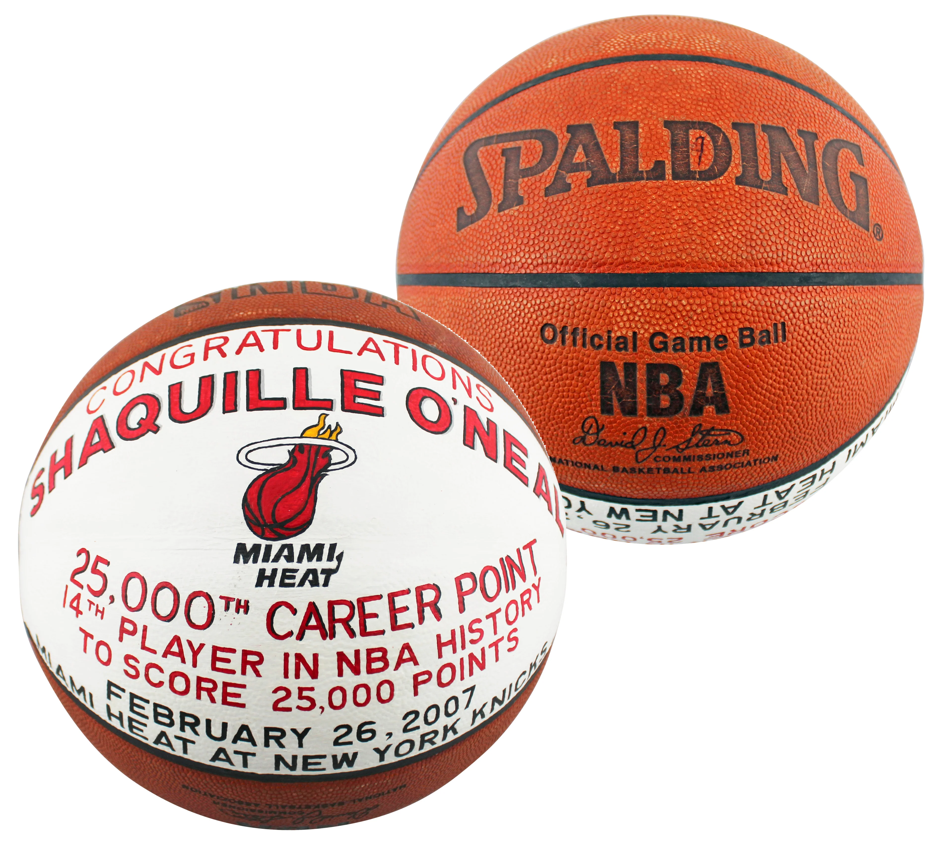 Shaquille O'Neal Game Used 25,000 Career Pts Scored Game Spalding NBA Basketball - Image 2