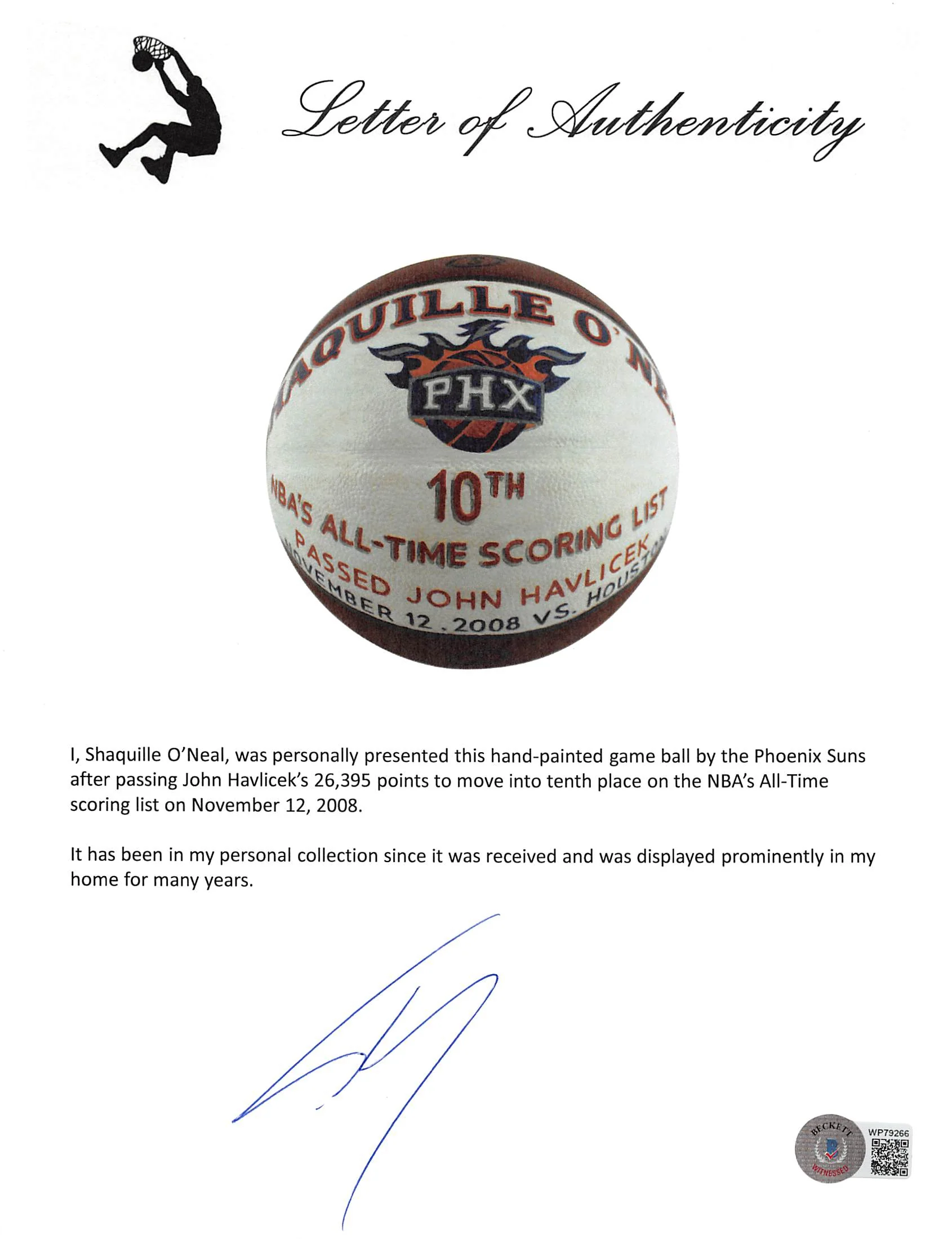 Shaquille O'Neal Game Used Basketball Reaching 10th On NBA Career Scoring List - Image 9