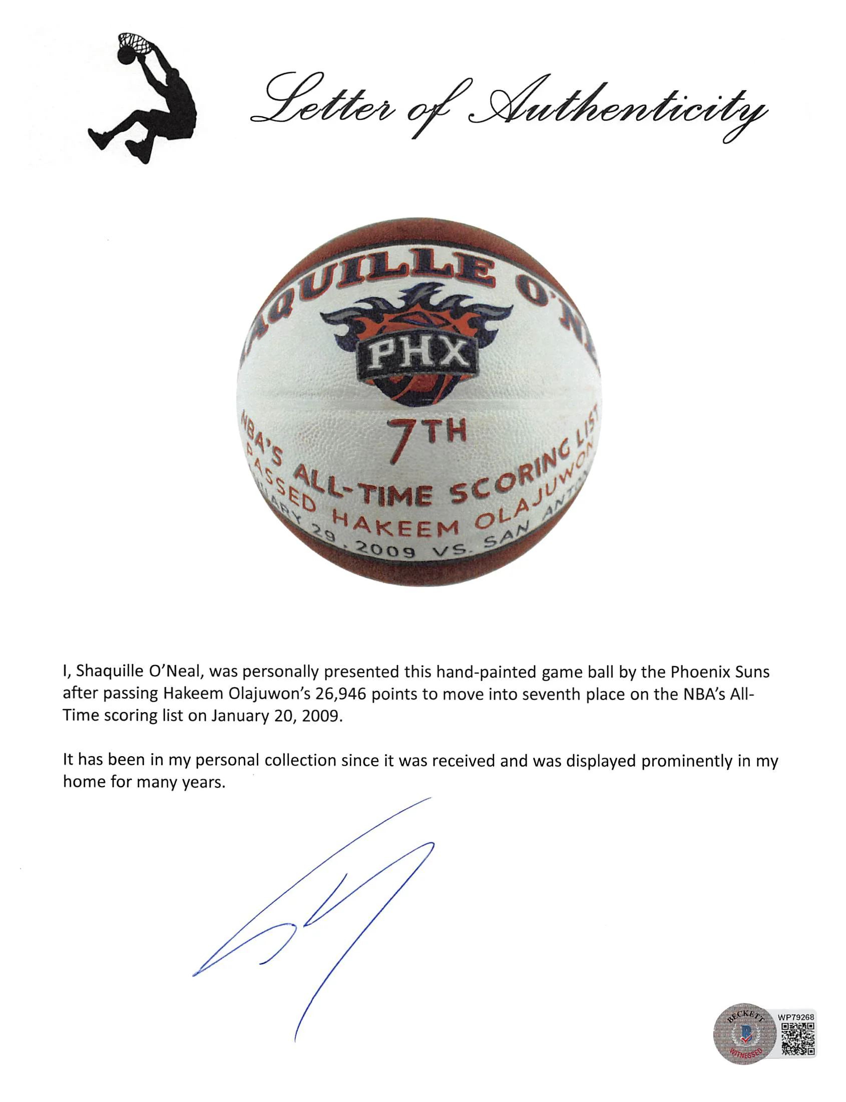Shaquille O'Neal Game Used Basketball Reaching 7th On NBA Career Scoring List - Image 9