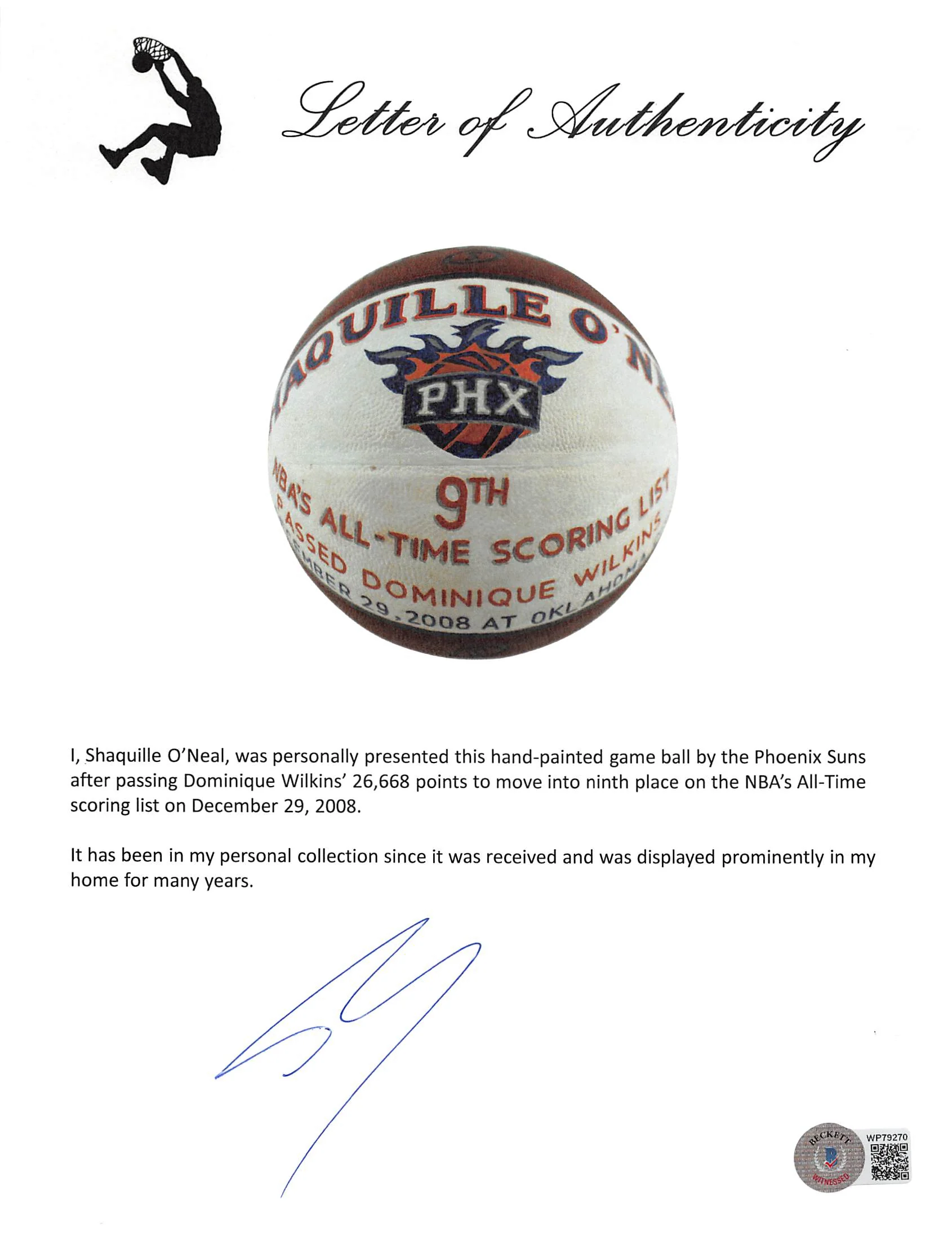 Shaquille O'Neal Game Used Basketball Reaching 9th On NBA Career Scoring List - Image 9