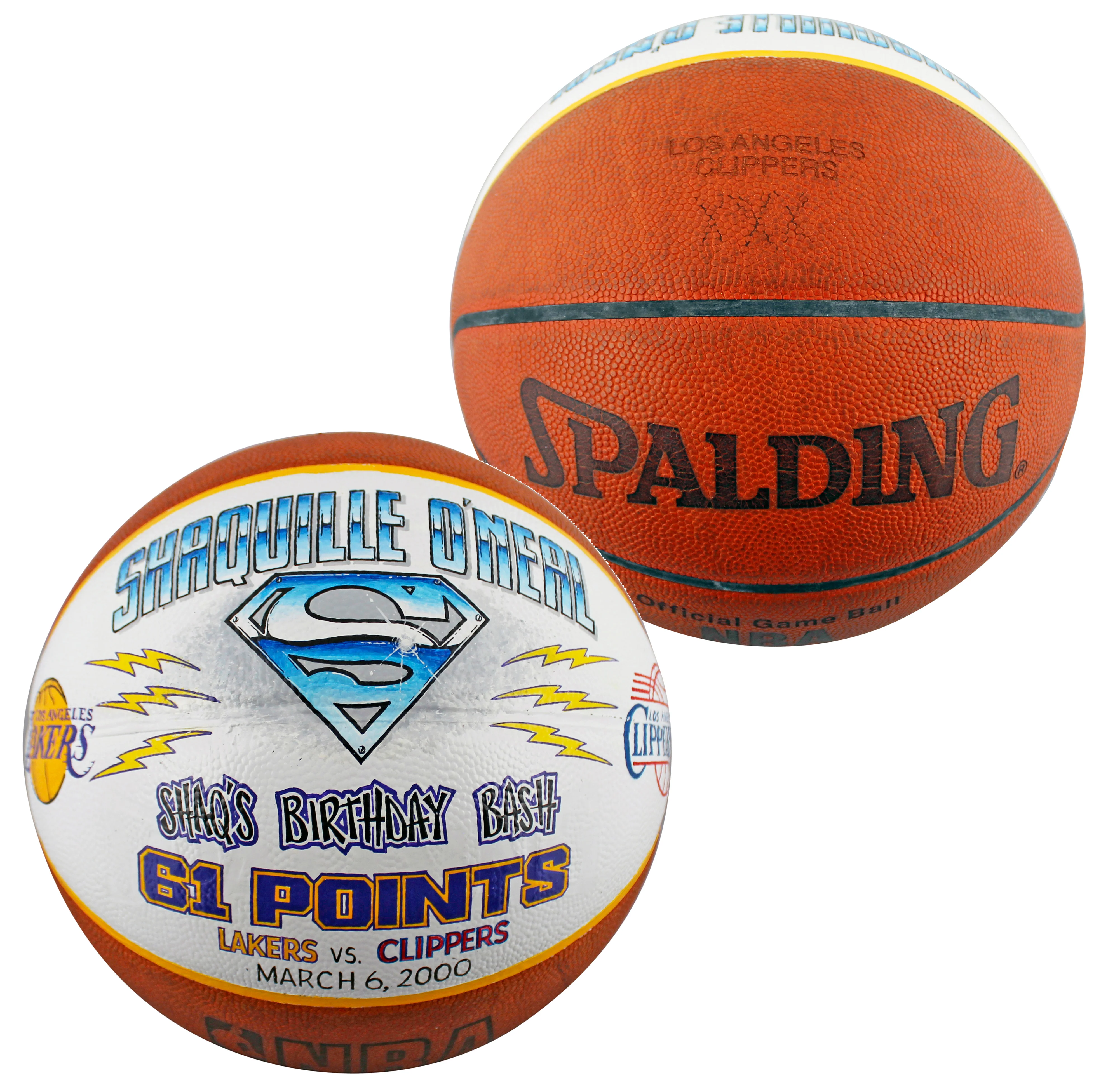 Shaquille O'Neal Game Used Career High 61 Point Game Spalding NBA Basketball - Image 2