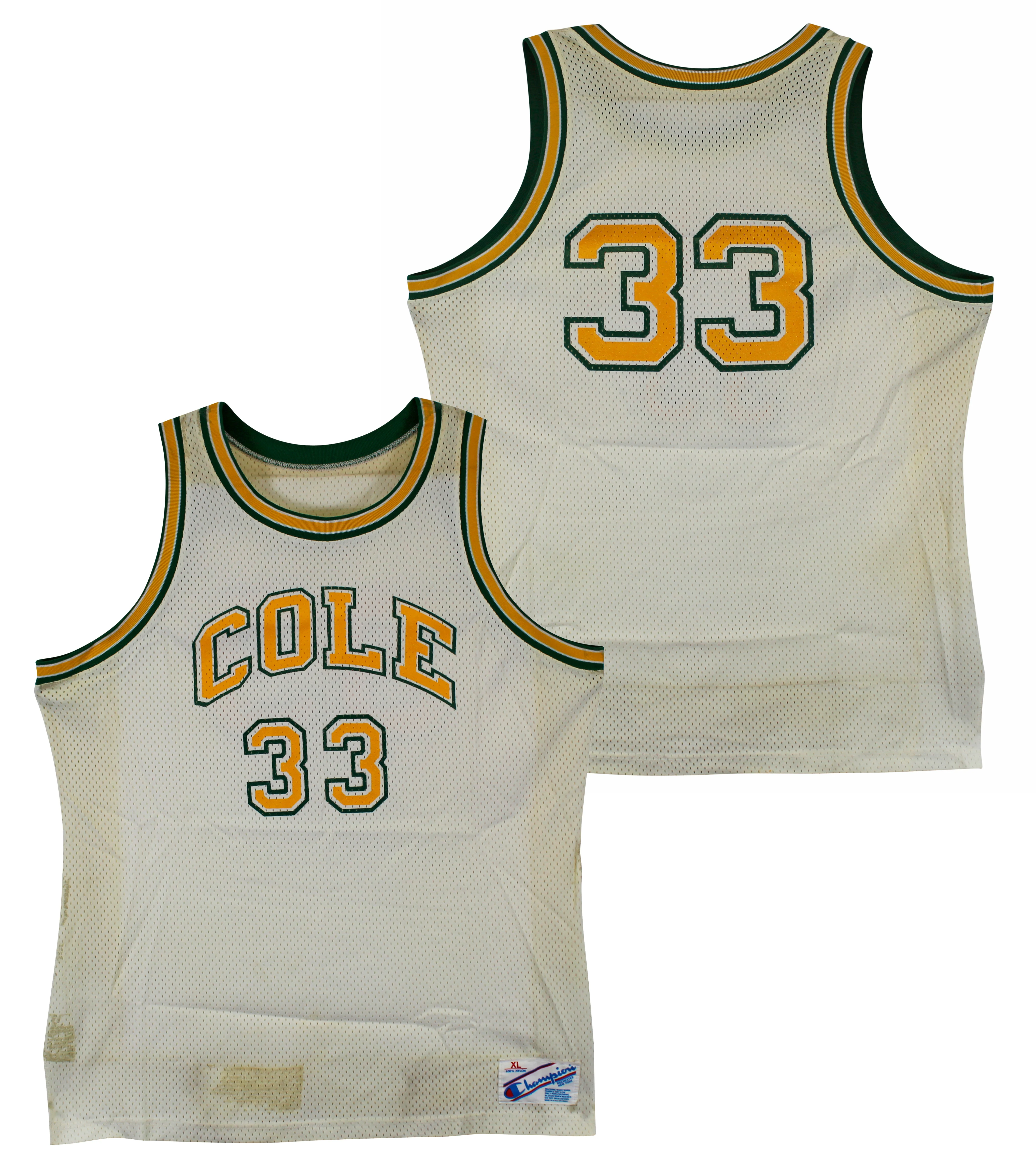 Shaquille O'Neal Game Used White 1987-89 Cole High School Champion Jersey SIA - Image 2