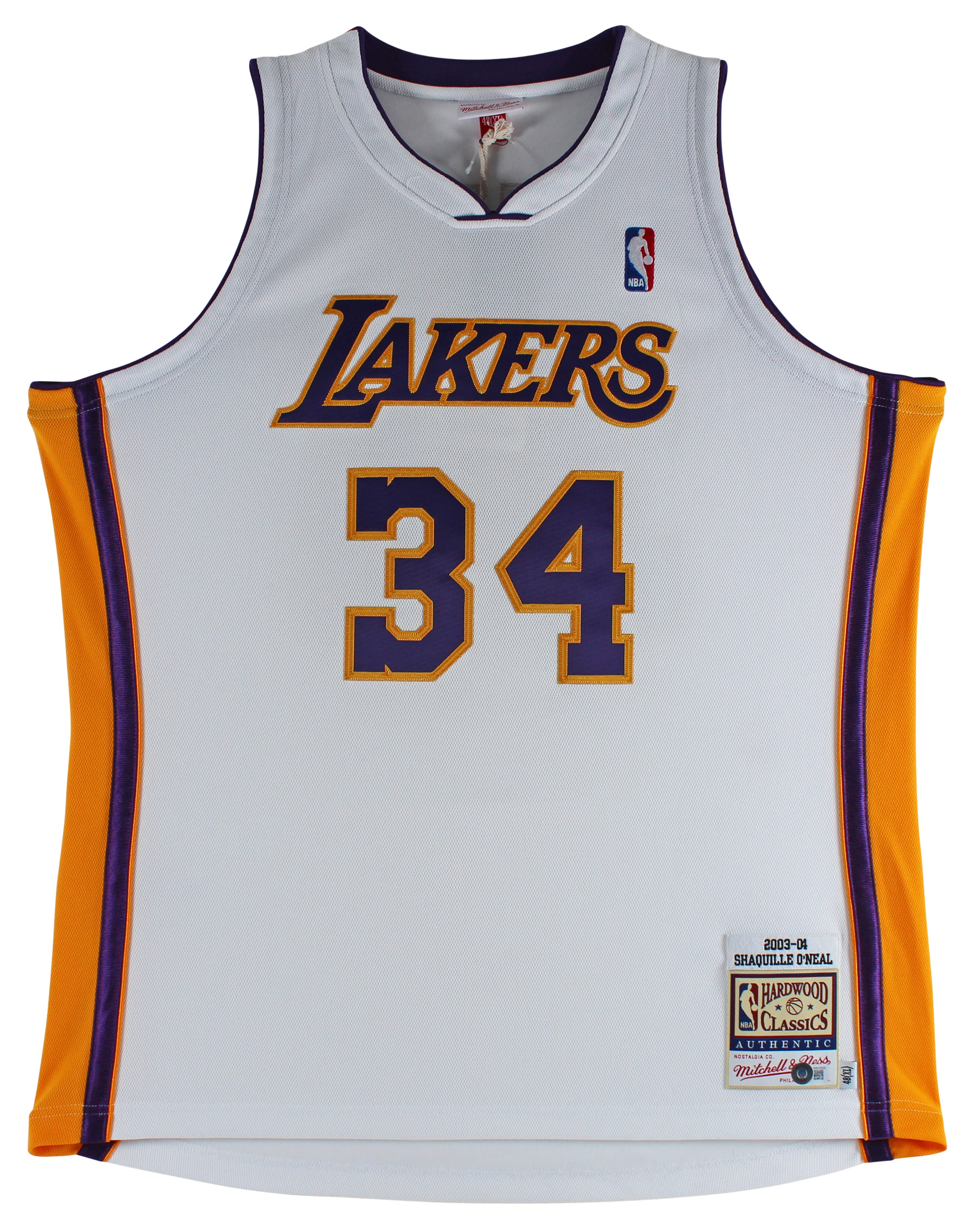 Shaquille O'Neal "HOF 16" Signed White M&N 2003-04 HWC Authentic Jersey BAS Wit - Image 3