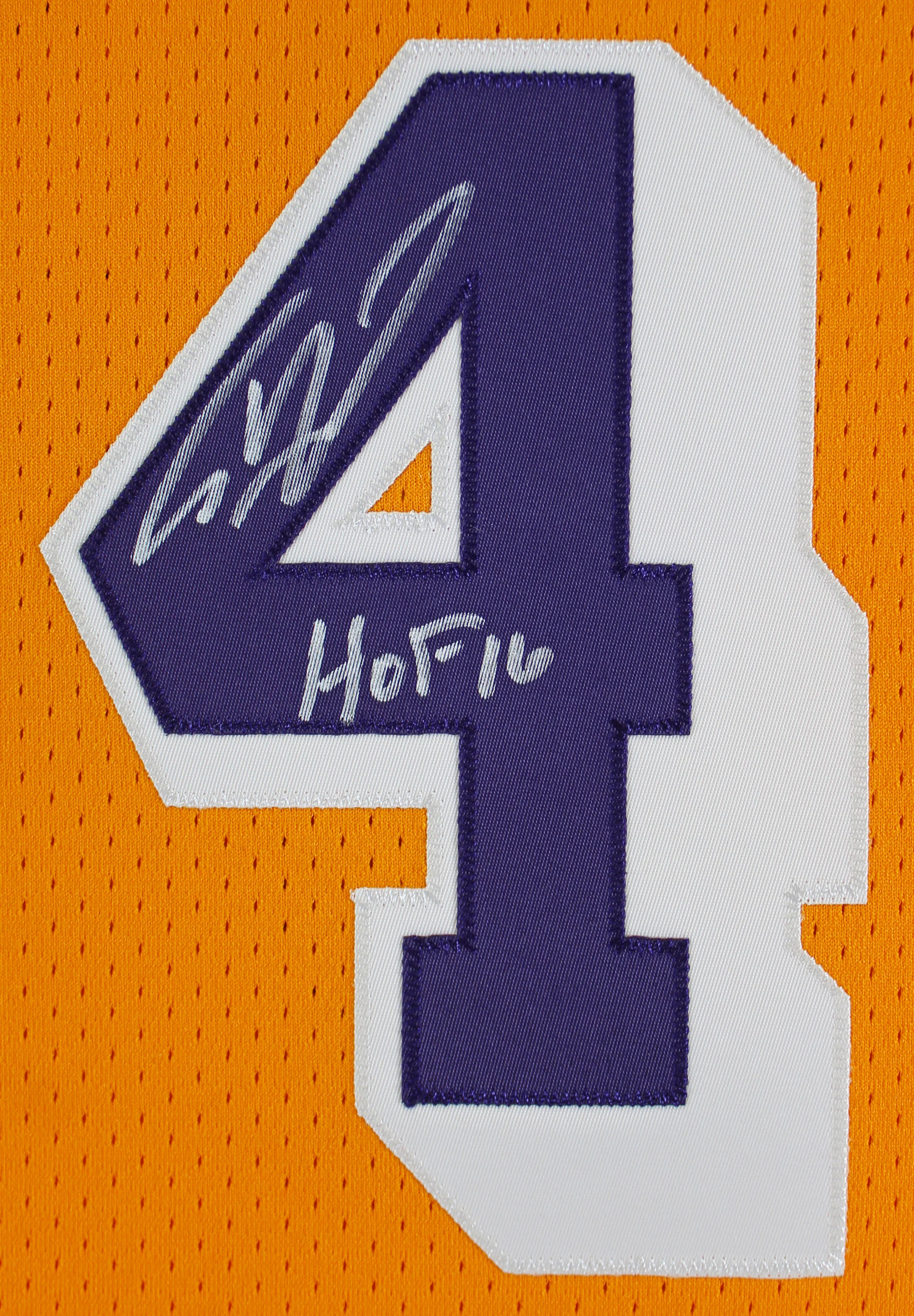 Shaquille O'Neal "HOF" Signed Yellow M&N 1996-97 HWC Authentic Framed Jersey BAS - Image 3