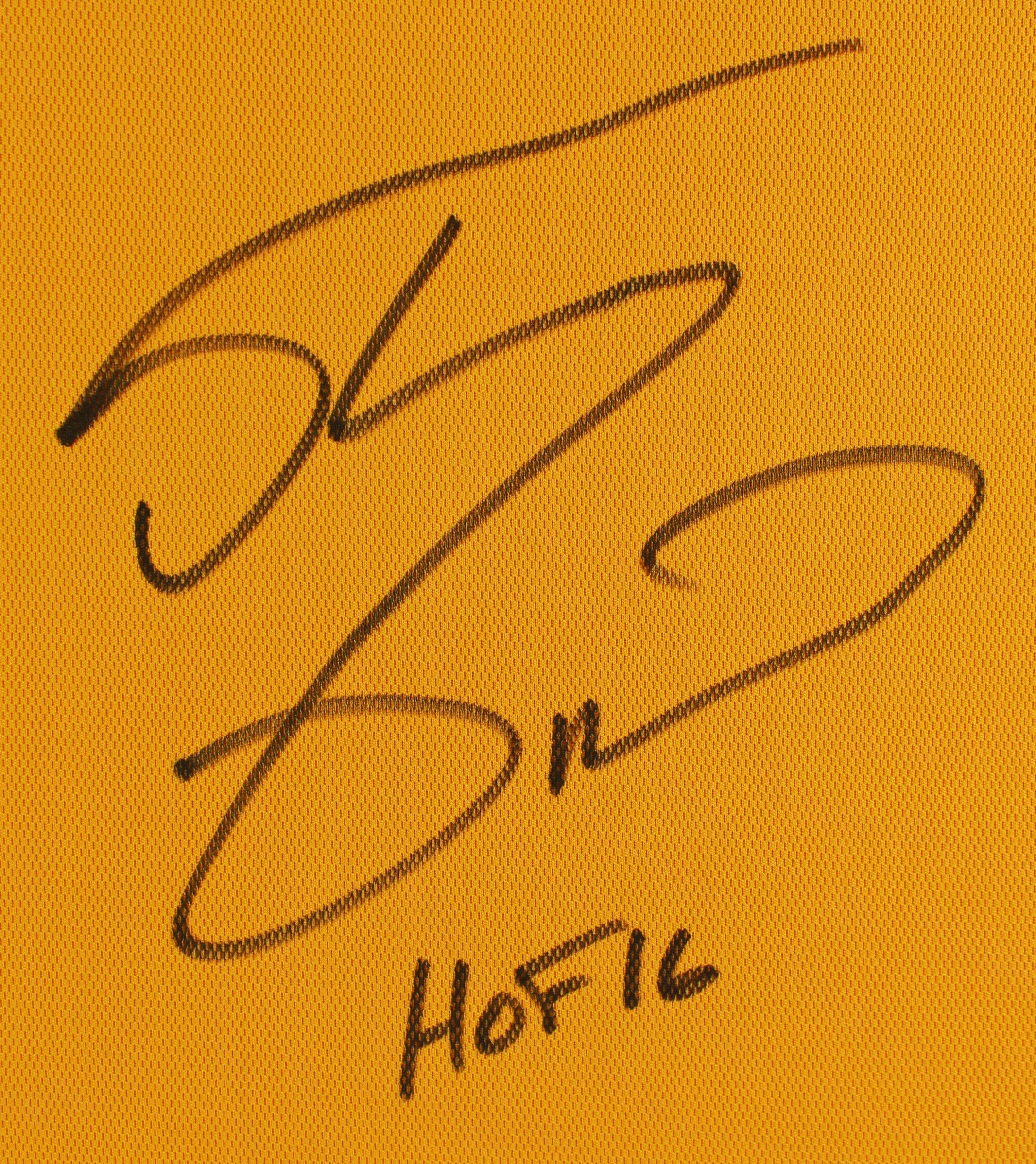 Shaquille O'Neal "HOF" Signed Yellow M&N 99-00 HWC Authentic Framed Jersey BAS W - Image 3