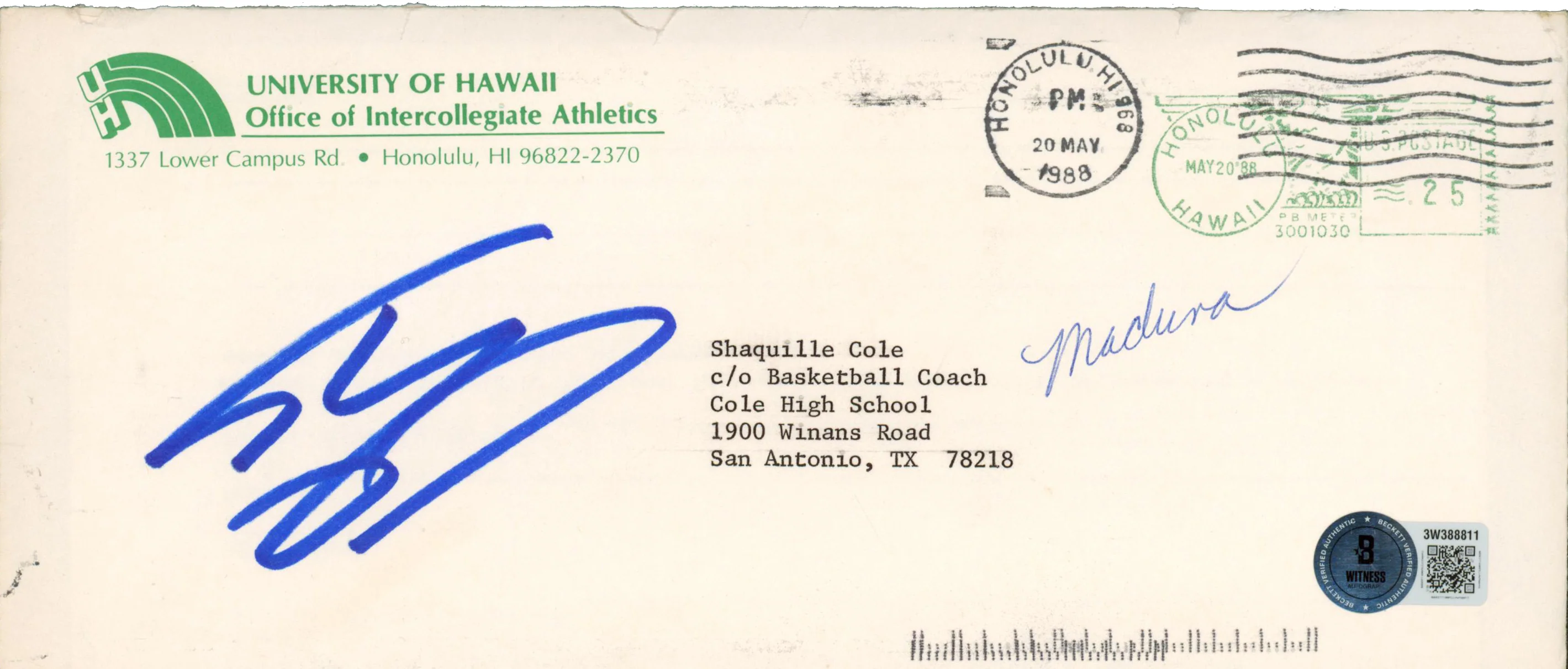 Shaquille O'Neal Signed 1988 University of Hawaii Recruitment Letter BAS - Image 5