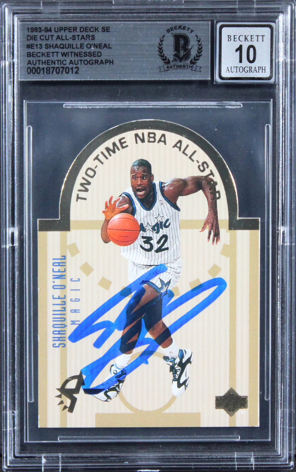 Shaquille O'Neal Signed 1993 Upper Deck SE Die Cut AS #E13 Card Auto 10 BAS Slab - Image 2