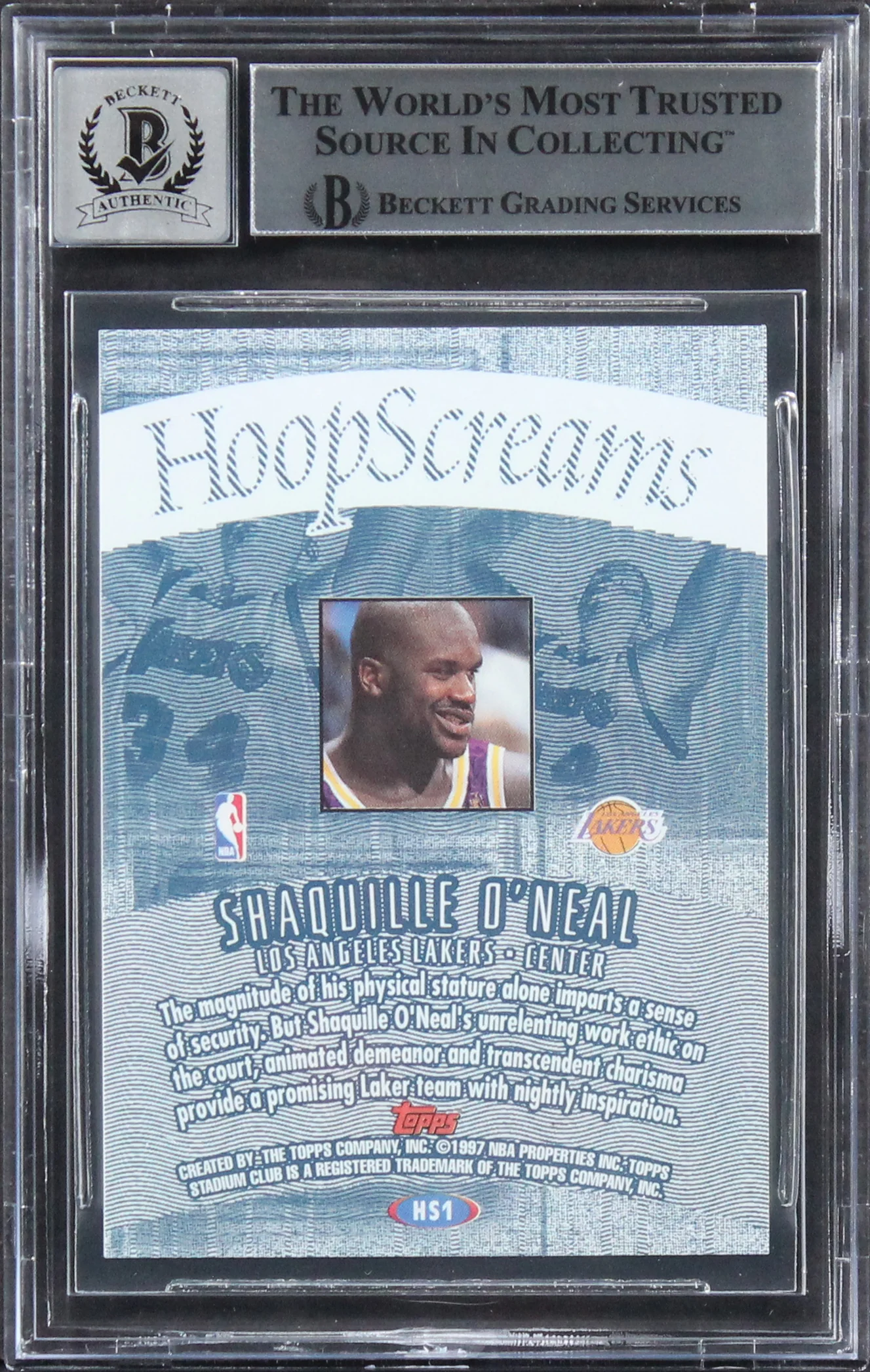 Shaquille O'Neal Signed 1997 Stadium Club Hoop Screams HS1 Card Auto 10 BAS Slab - Image 3