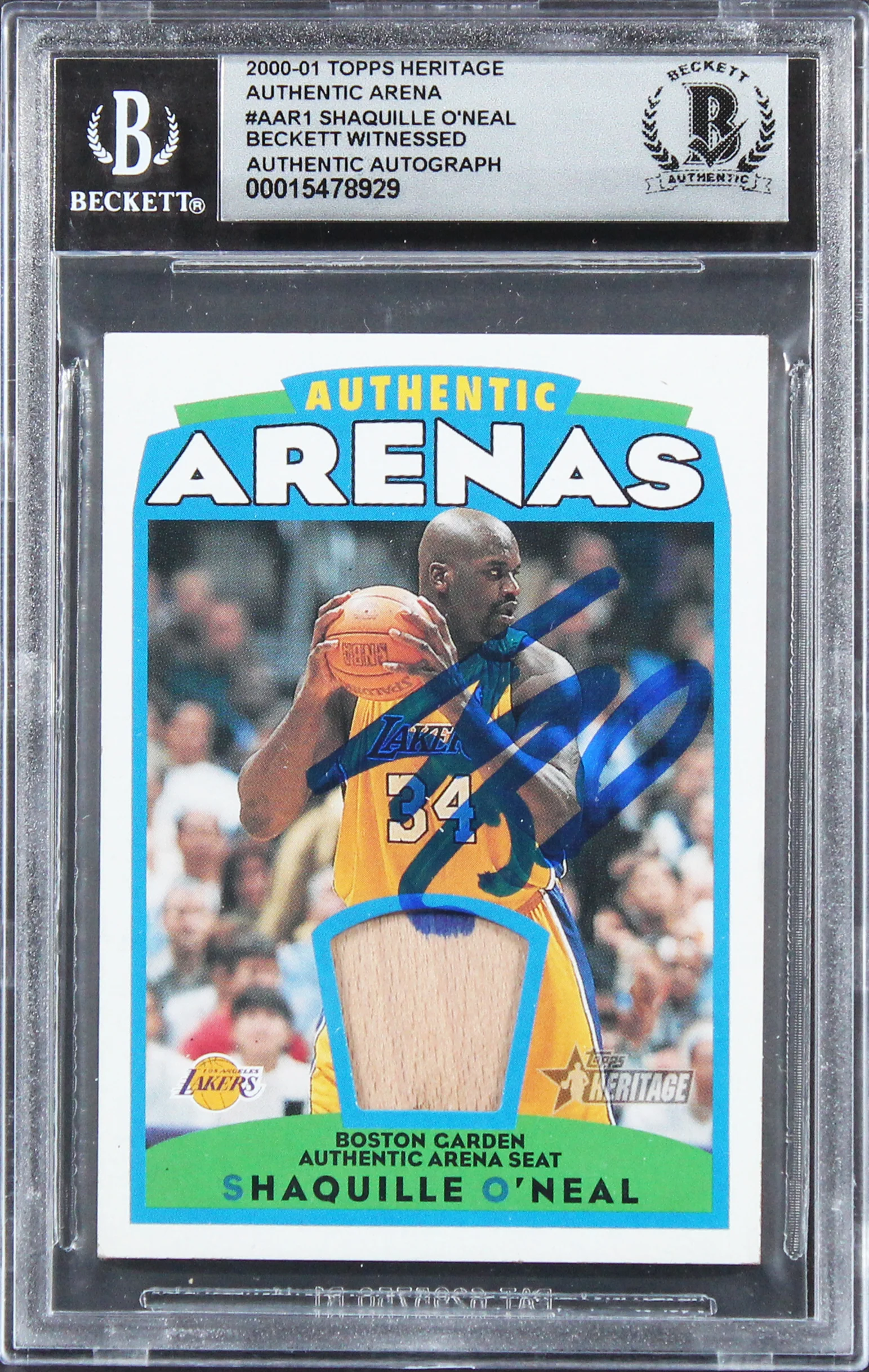 Shaquille O'Neal Signed 2000 Topps Heritage Arena #AAR1 Card Auto 10! BAS Slab 1 - Image 2