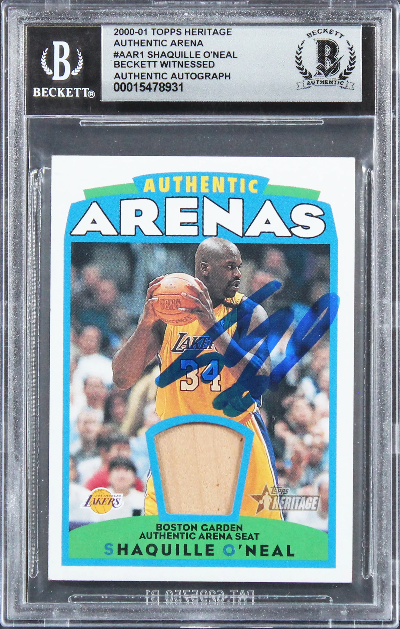 Shaquille O'Neal Signed 2000 Topps Heritage Arena #AAR1 Card Auto 10! BAS Slab 2 - Image 2