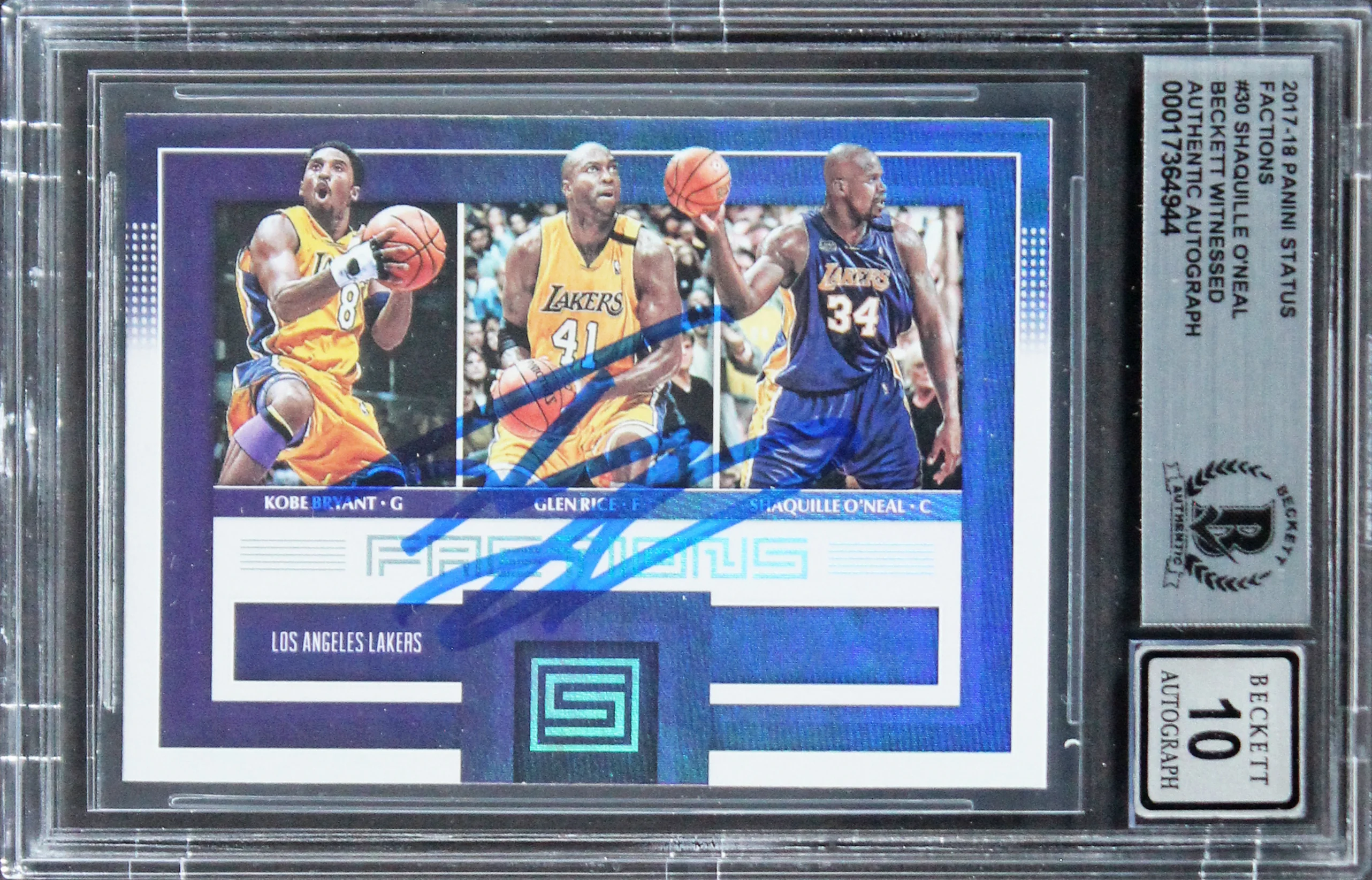 Shaquille O'Neal Signed 2017 Panini Status Factions #30 Card Auto 10 BAS Slabbed - Image 2