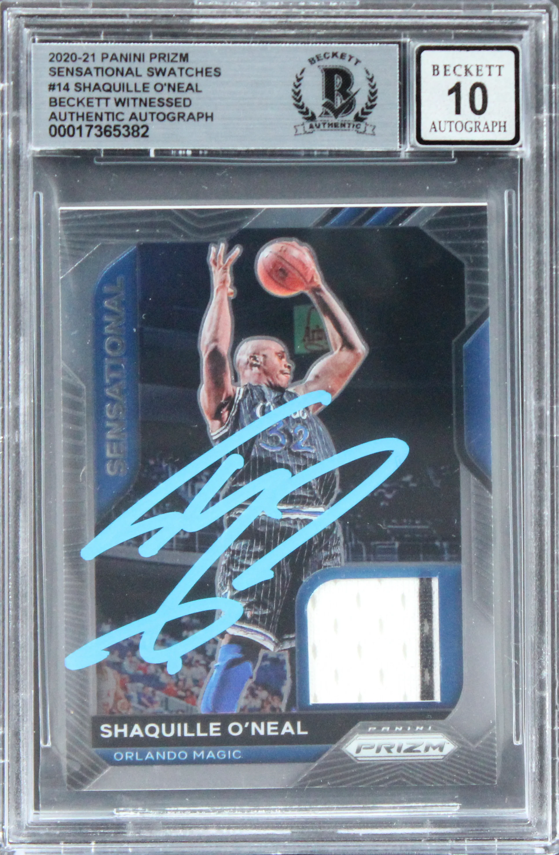 Shaquille O'Neal Signed 2020 Panini Prizm Swatches #14 Card Auto 10 BAS Slab 2 - Image 2