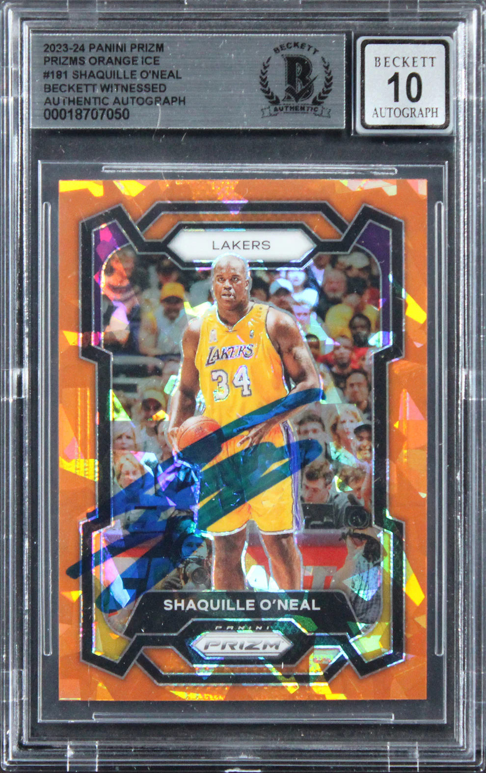 Shaquille O'Neal Signed 2023 Panini Prizm Orange Ice #181 Card Auto 10! BAS Slab - Image 2