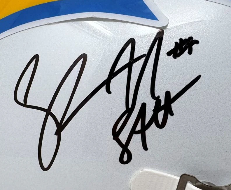 Shawn Merriman Signed Chargers Full Size Replica Speed Helmet Lights Out BAS - Image 2