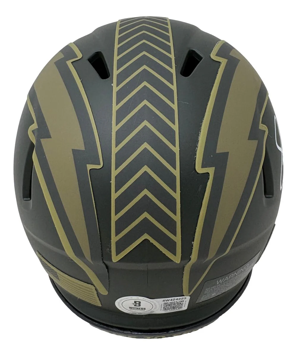 Shawn Merriman Signed Chargers Salute To Service Mini Speed Helmet BAS - Image 2