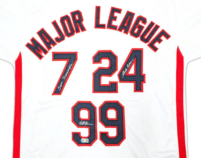 Charlie Sheen Bernsen Berenger Signed White Major League Baseball Jersey BAS - Image 2