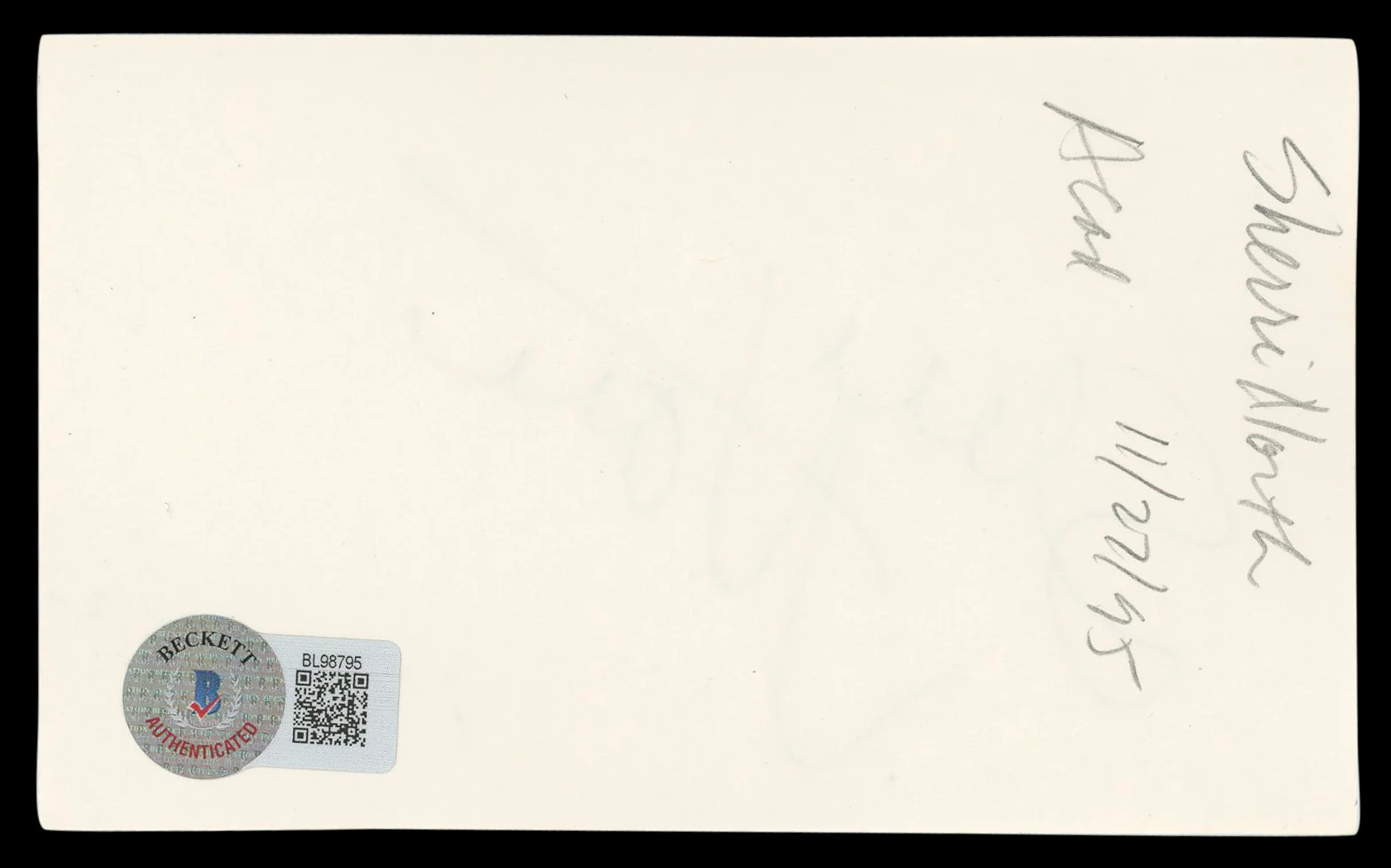 Sheree North Breakout Authentic Signed 3x5 Index Card Autographed BAS #BL98795 - Image 3