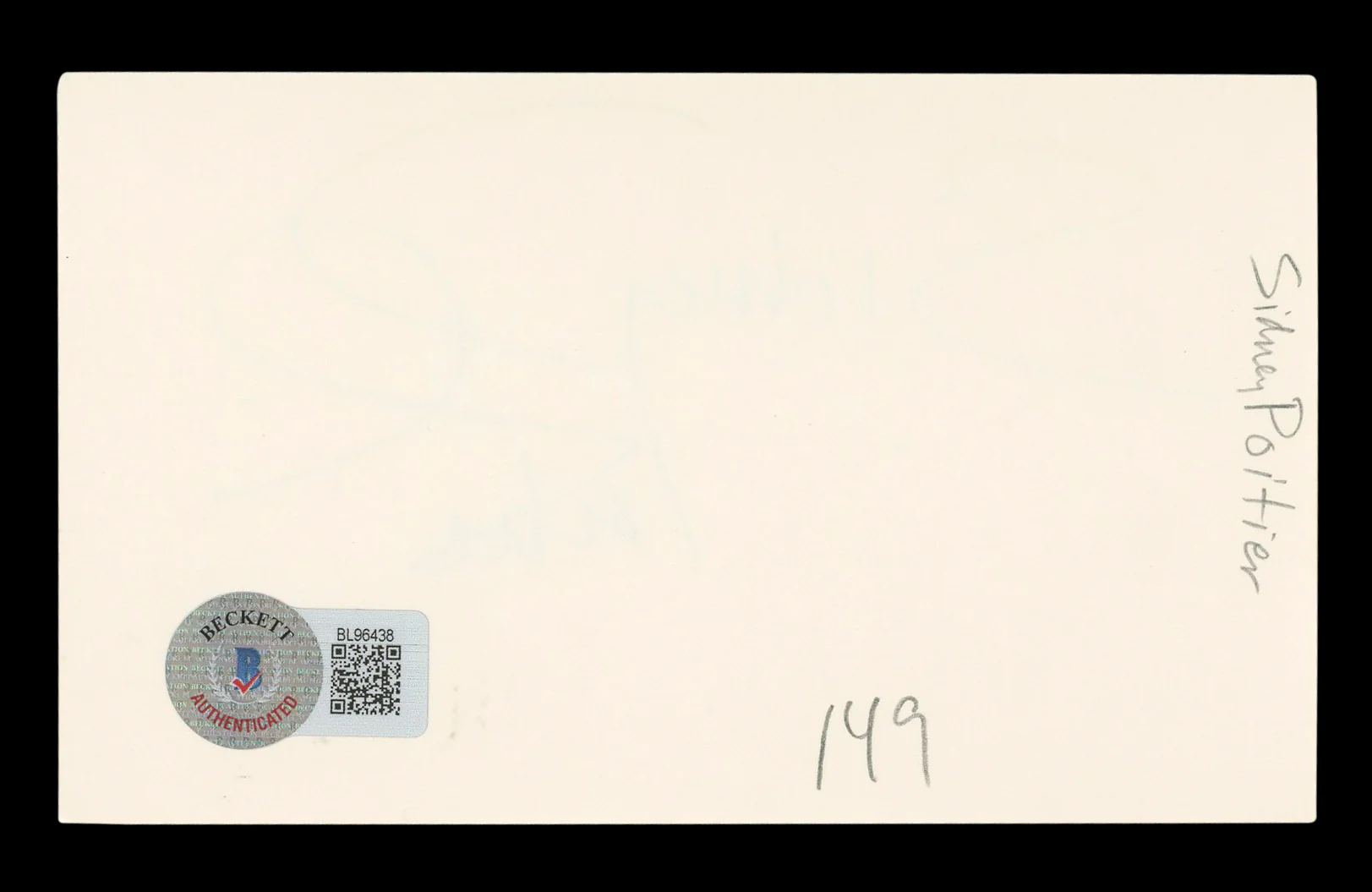 Sidney Poitier In The Heat of the Night Signed 3x5 Index Card BAS #BL96438 - Image 3