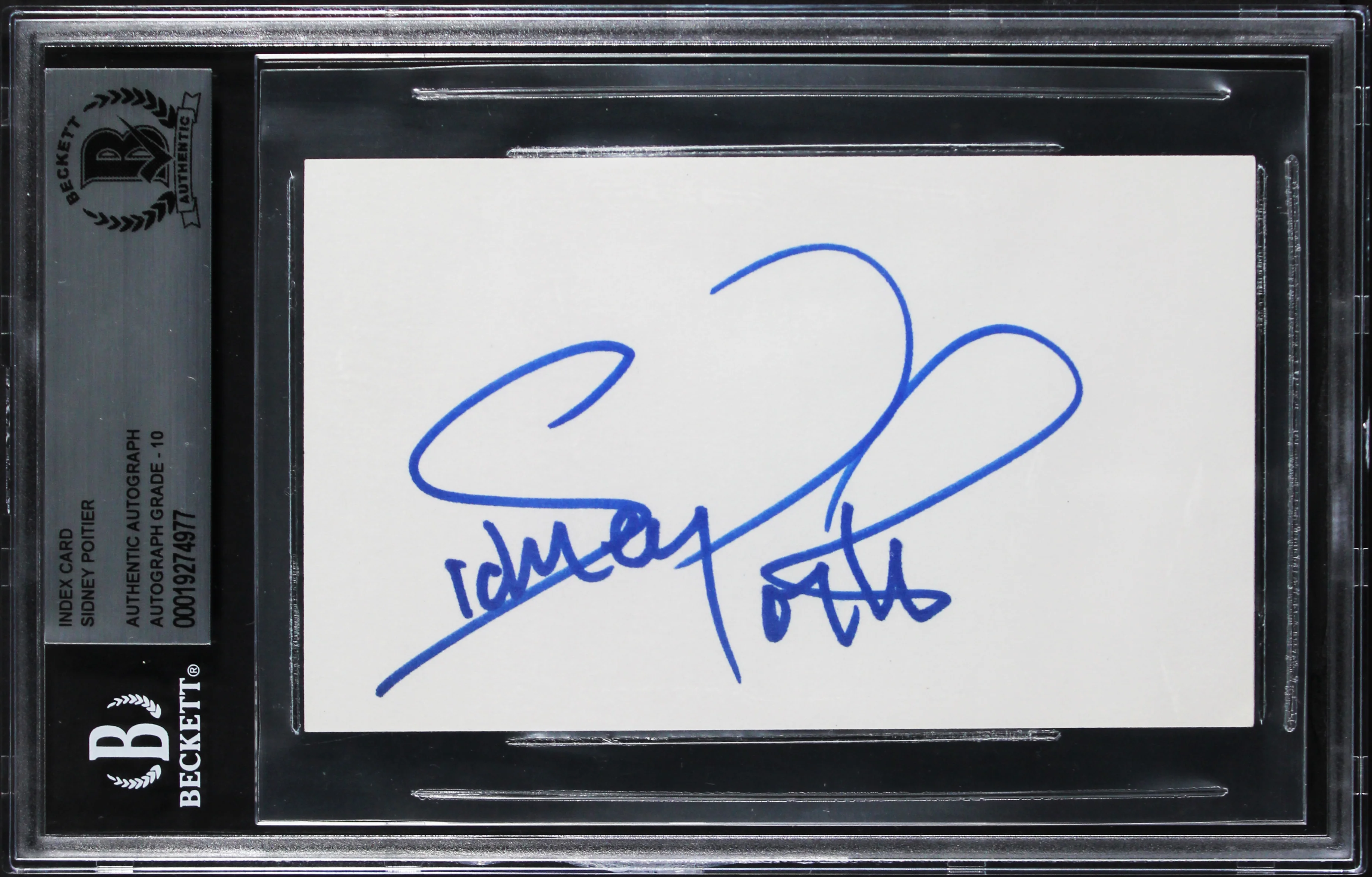 Sidney Poitier In The Heat of the Night Signed 3x5 Index Card BAS Slabbed - Image 2