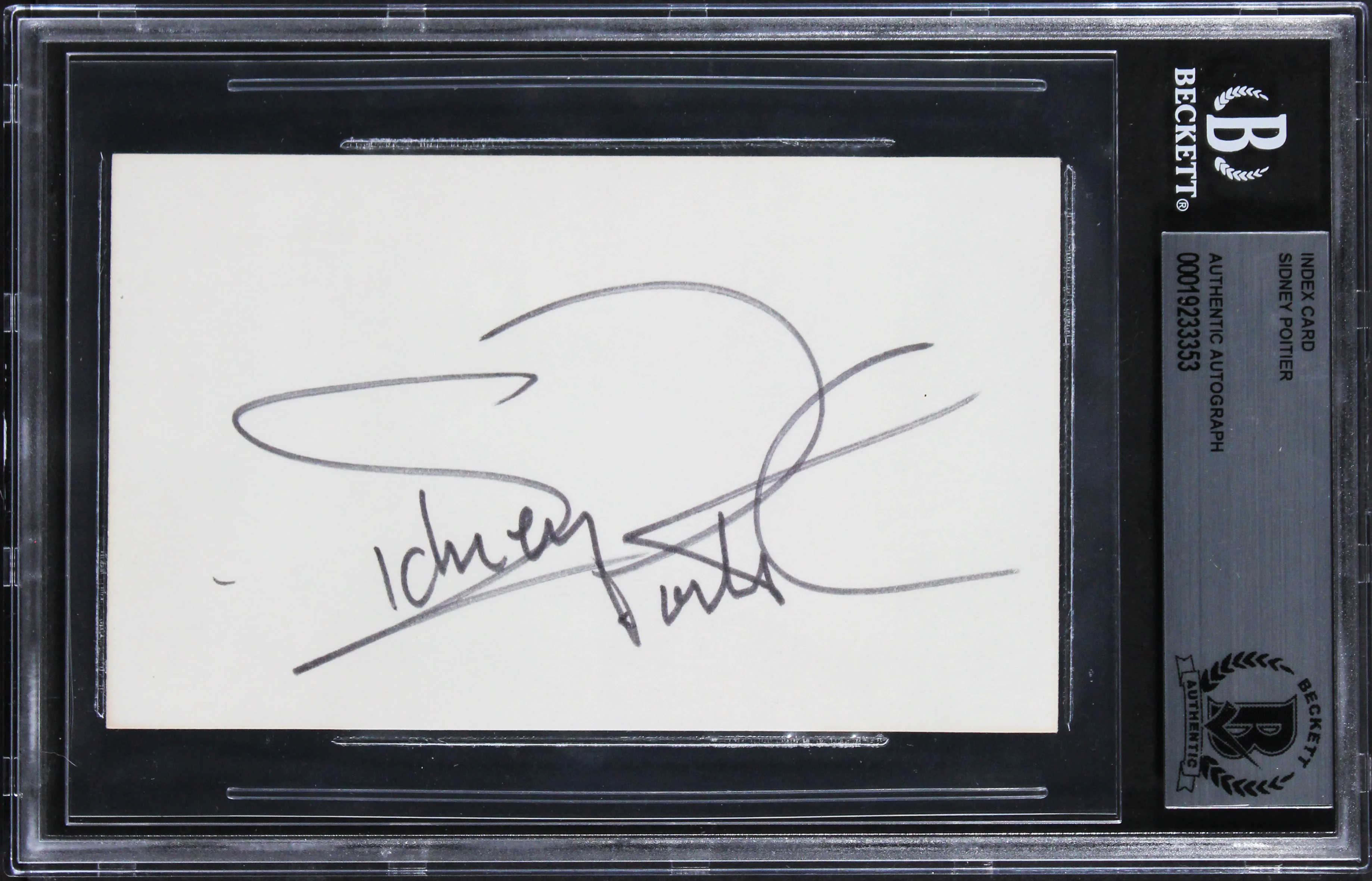 Sidney Poitier In The Heat of the Night Signed 3x5 Index Card BAS Slabbed 3 - Image 2