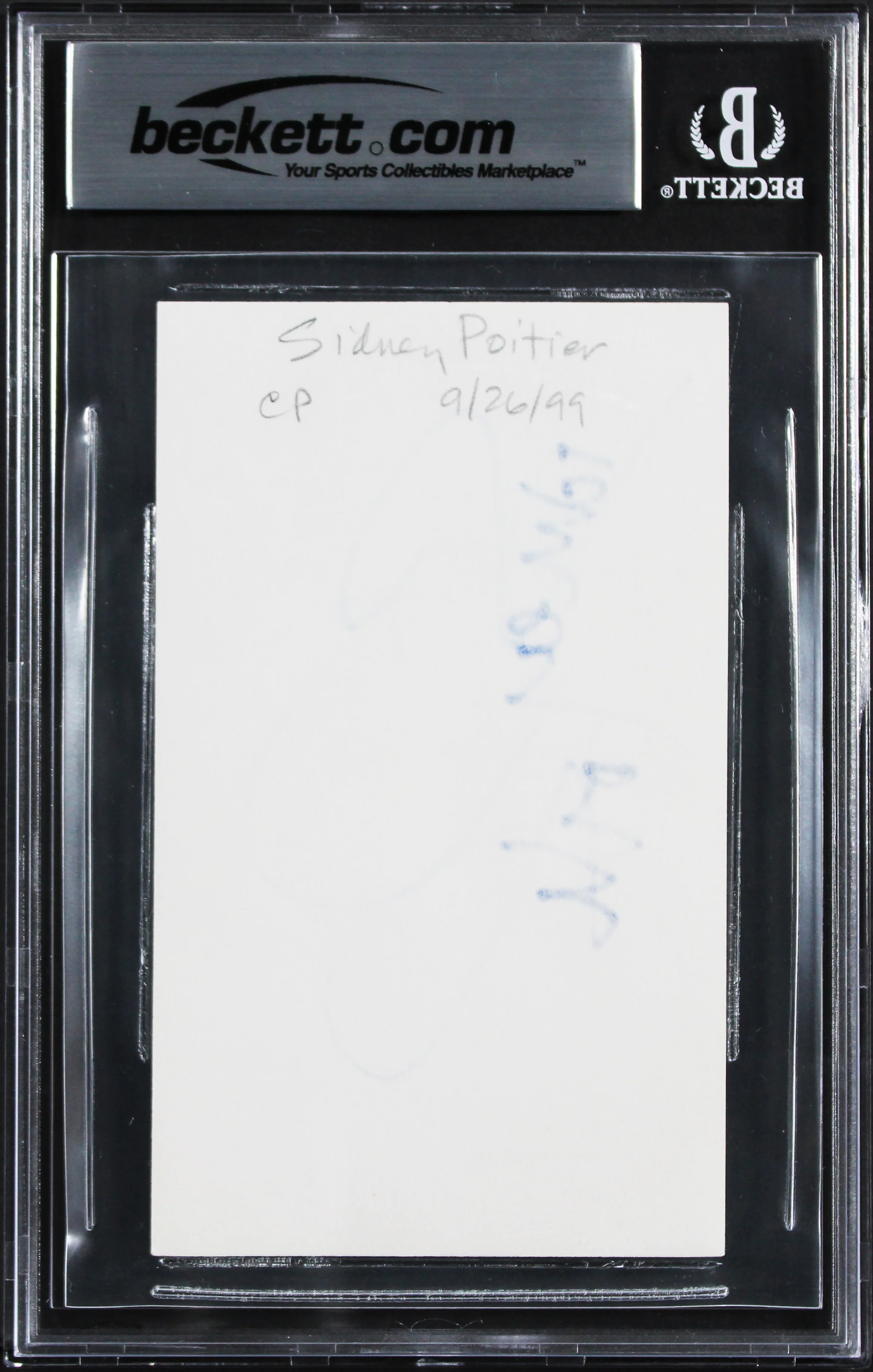 Sidney Poitier In The Heat of the Night Signed 3x5 Index Card BAS Slabbed - Image 3
