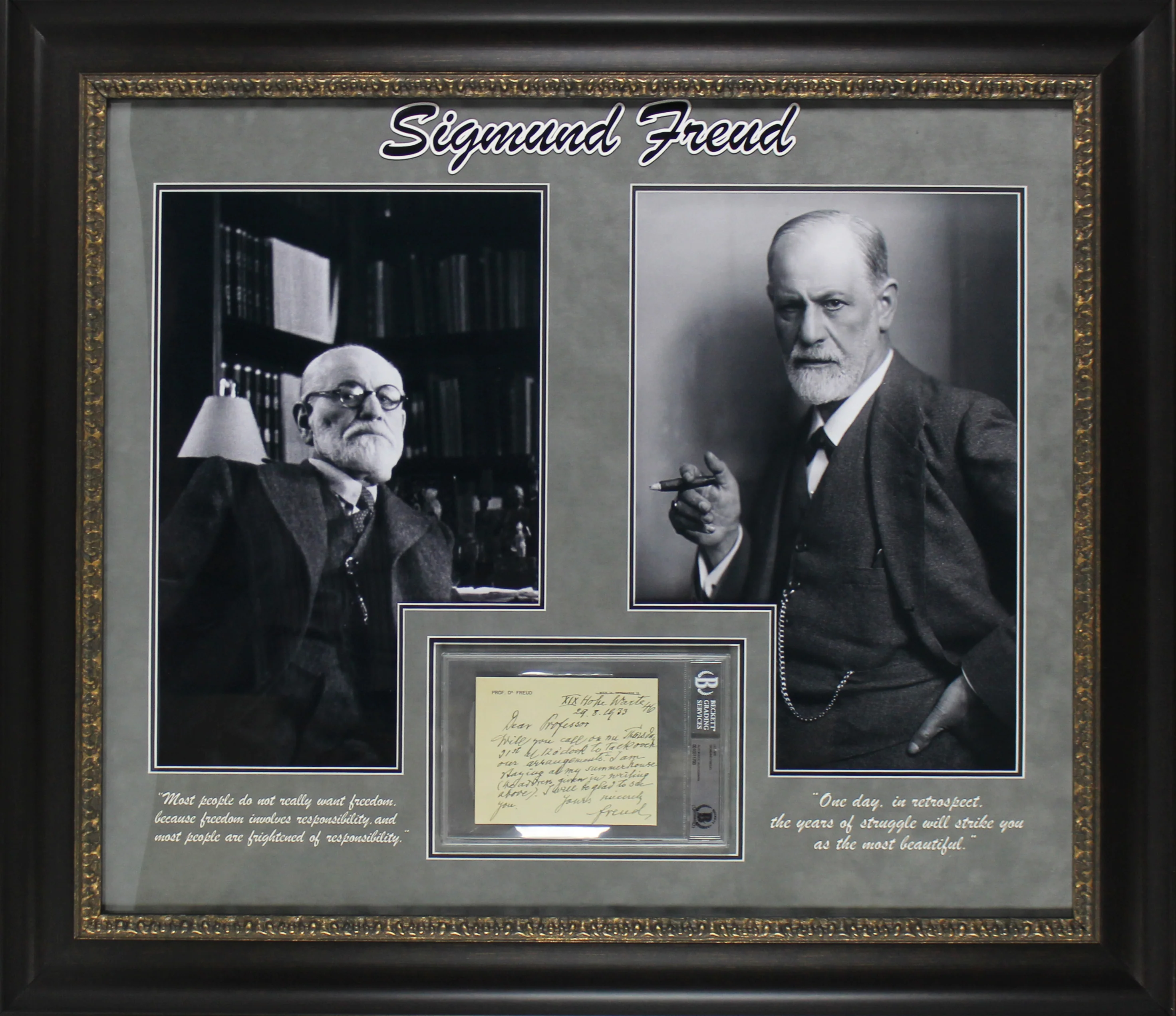 Sigmund Freud Authentic Signed & Framed 4.5x5.75 Letter Dated August 29 1933 BAS - Image 2