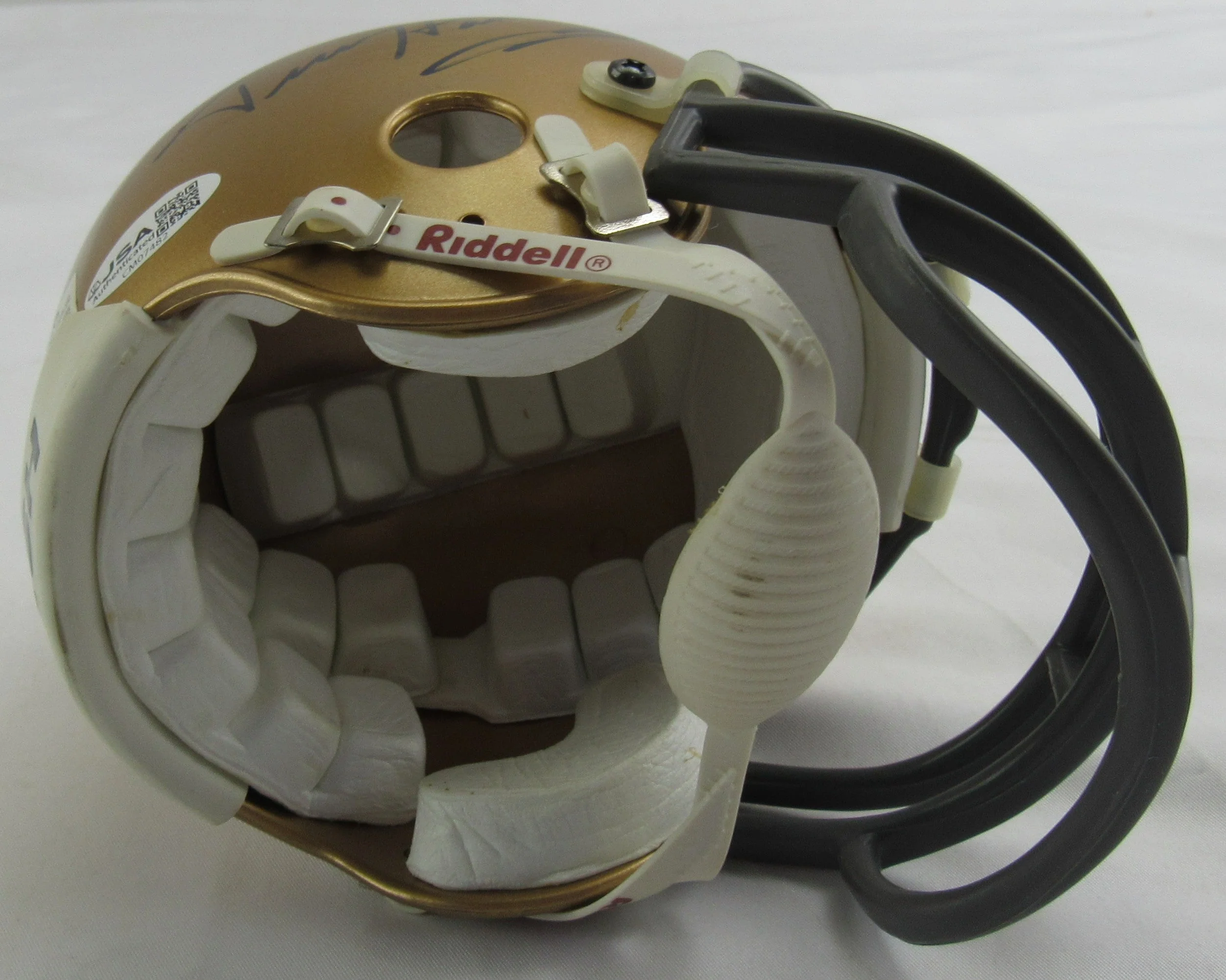 Johnny Lattner and Terry Hanratty Signed Auto Mini Helmet JSA CM07482 - Image 4