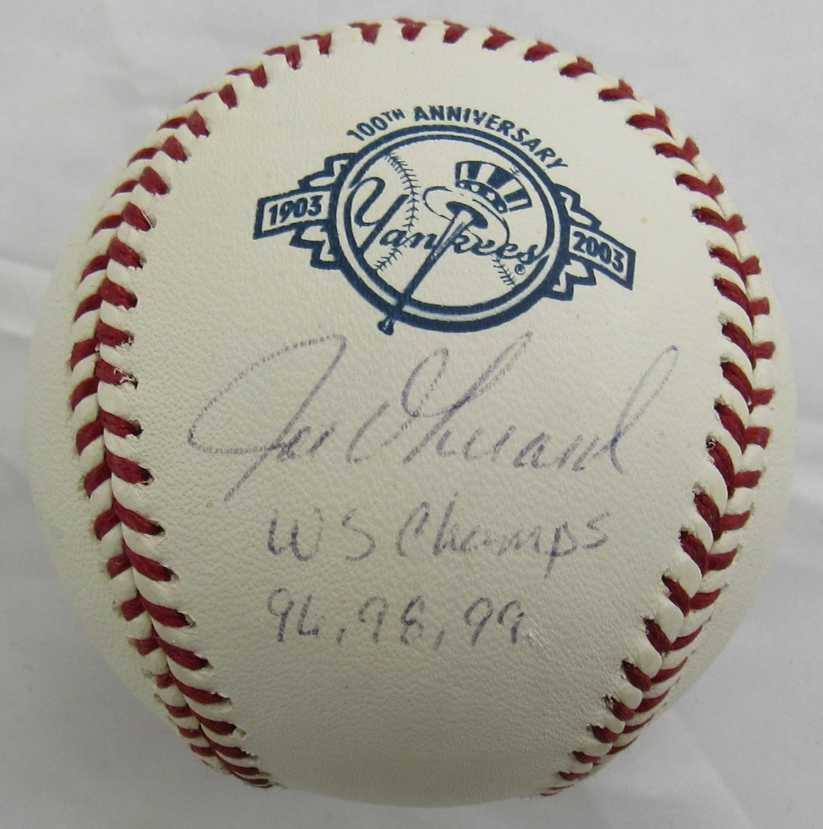 Joe Girardi Signed Auto Rawlings Baseball JSA CM07260 w/96, 98. 99 WS Champs
