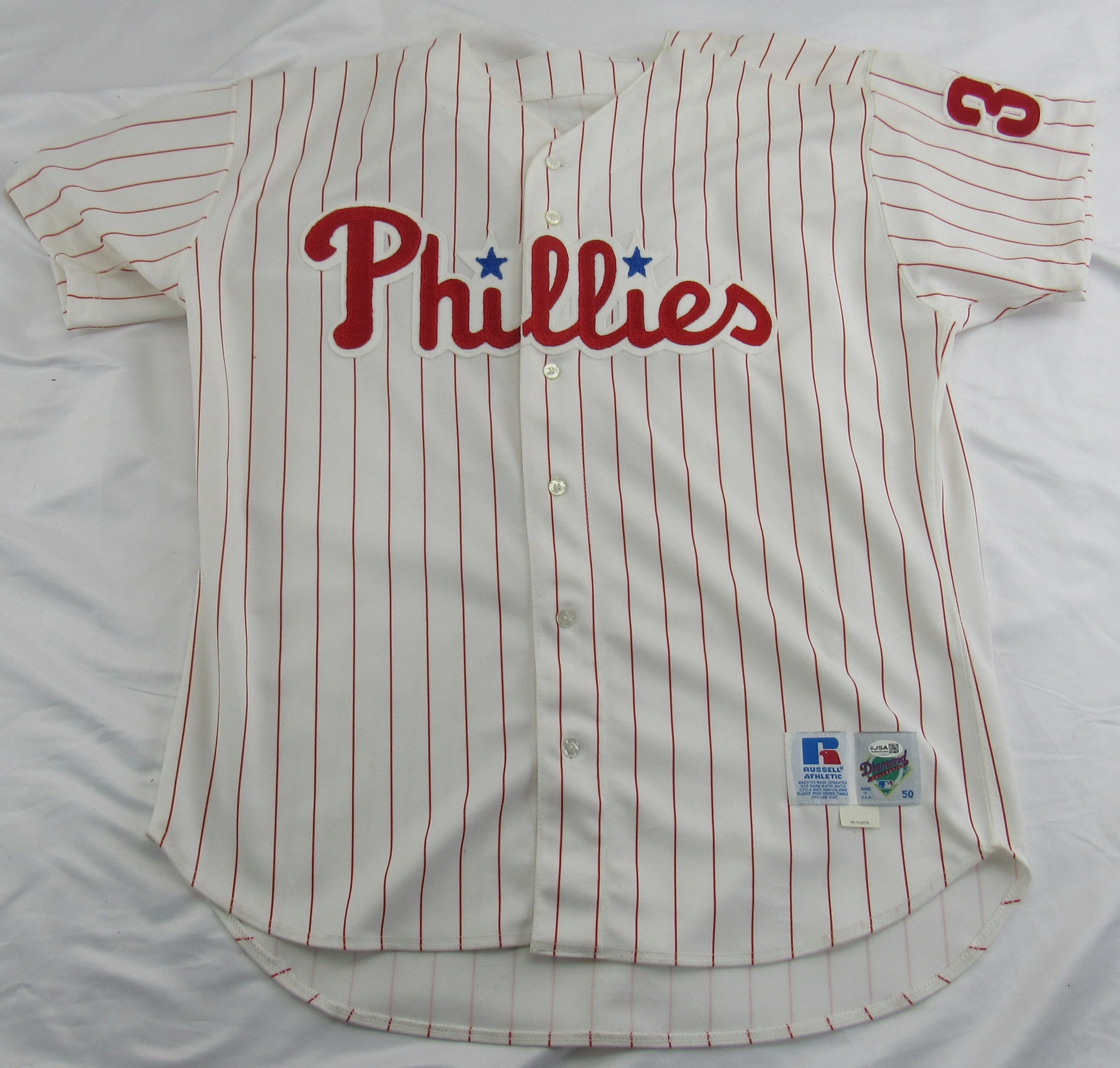 Curt Schilling Signed Auto Phillies Jersey JSA CL29217 - Russell Athletic - Image 4