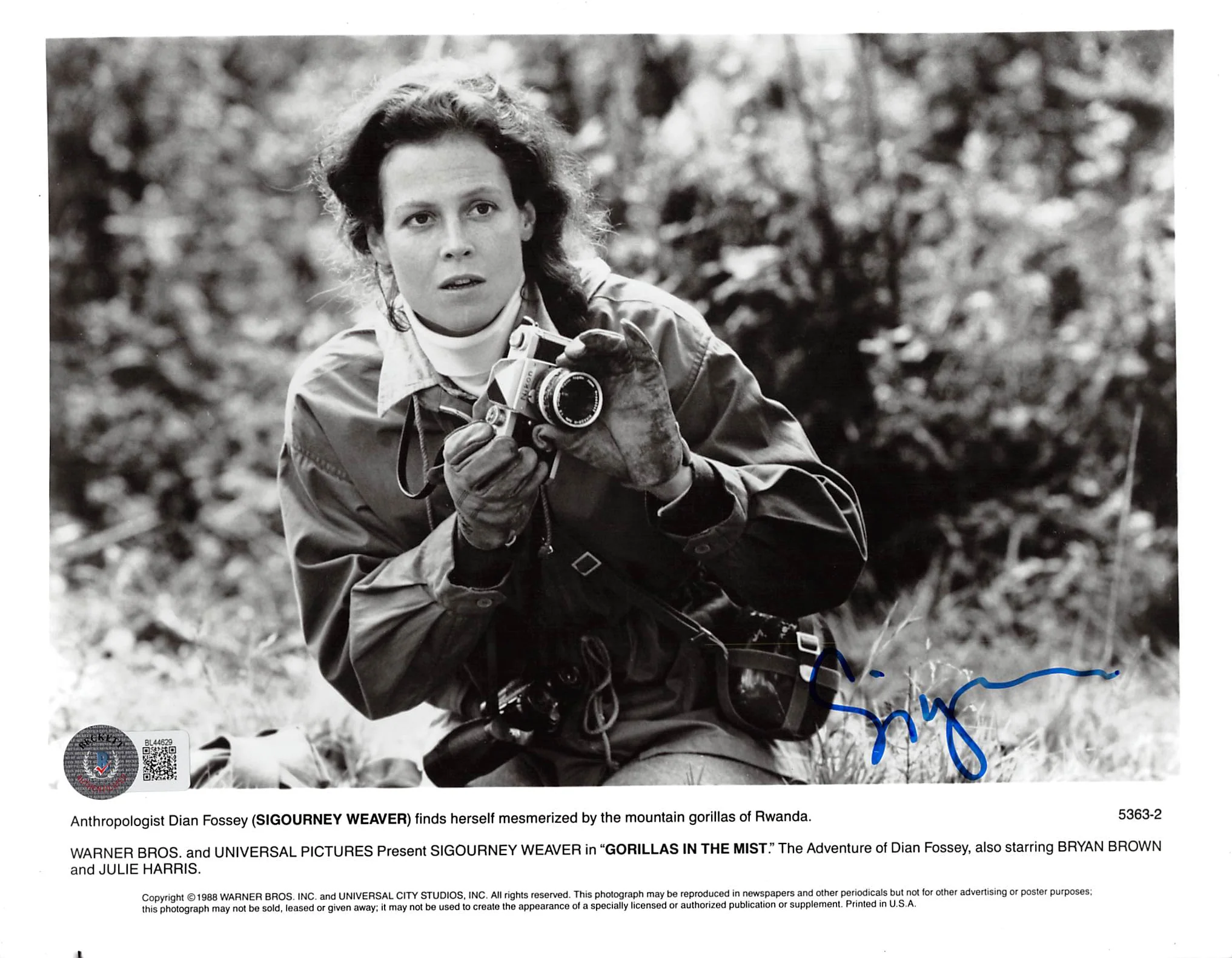 Sigourney Weaver Gorillas in the Mist Authentic Signed 8x10 Photo BAS #BL44629